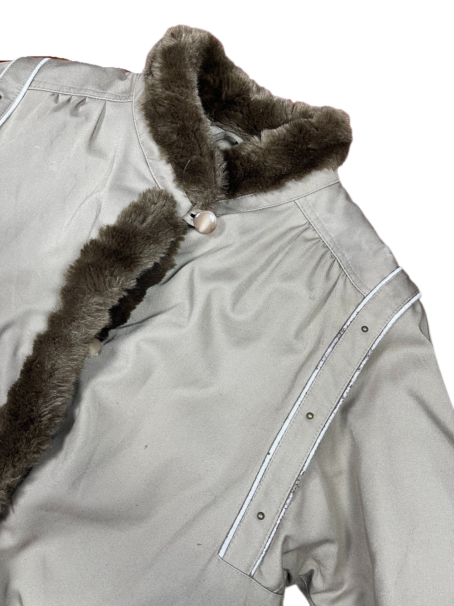 Vintage C&A Faux Fur Coat Cream Beige - M
