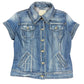 Y2k Short Sleeve Denim Jacket Blue - L