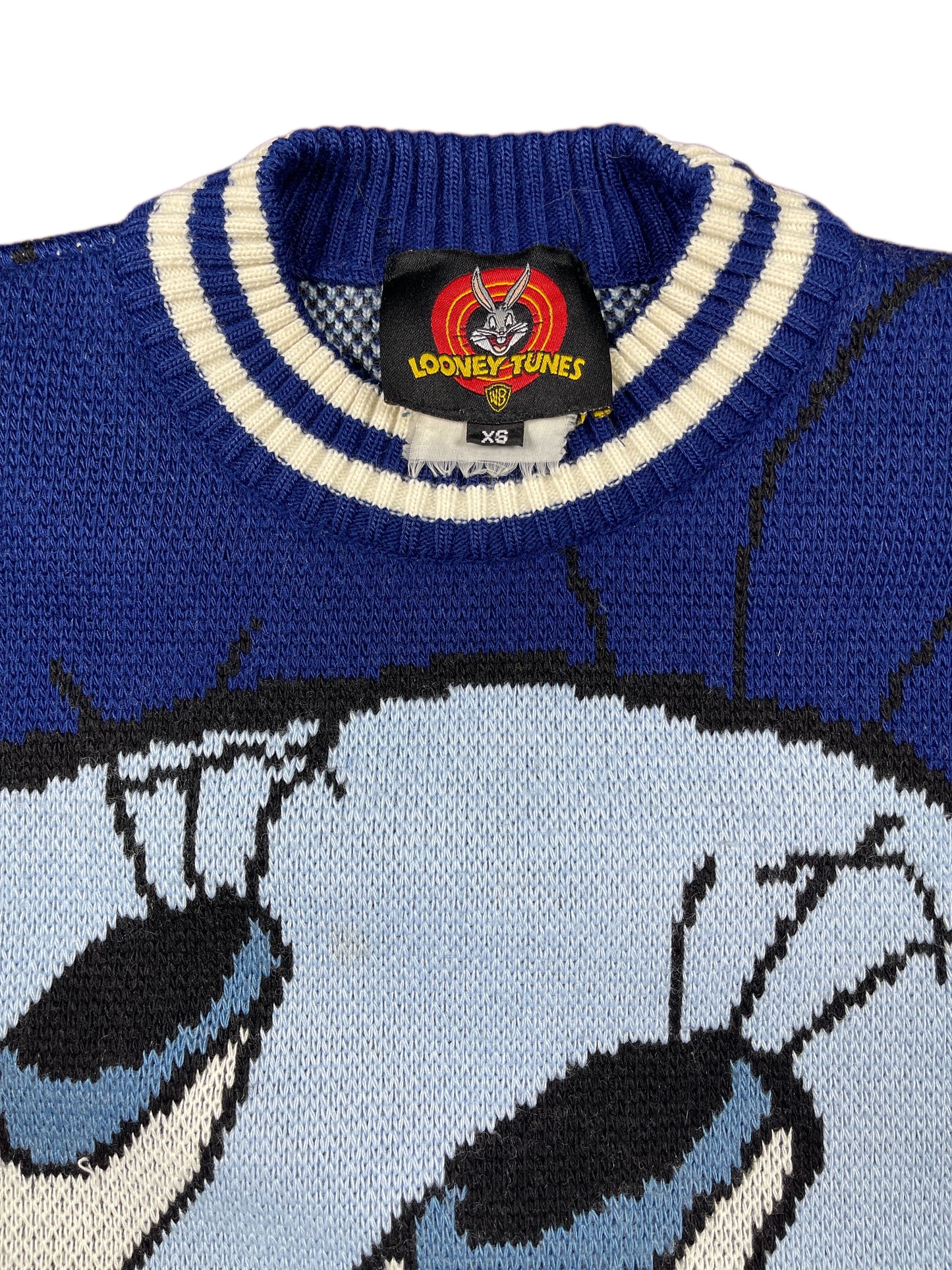 Vintage Warner Bros 2000s Looney Tunes Tweety Chunky Knitted Sweatshirt Blue - XS