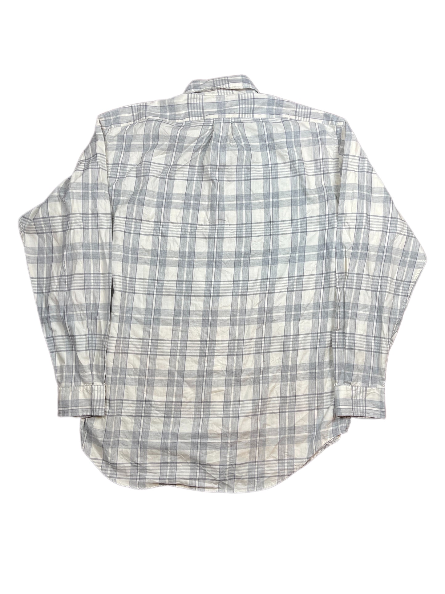 Vintage Ralph Lauren Golf Long Sleeve Shirt Checkered White Gray - M