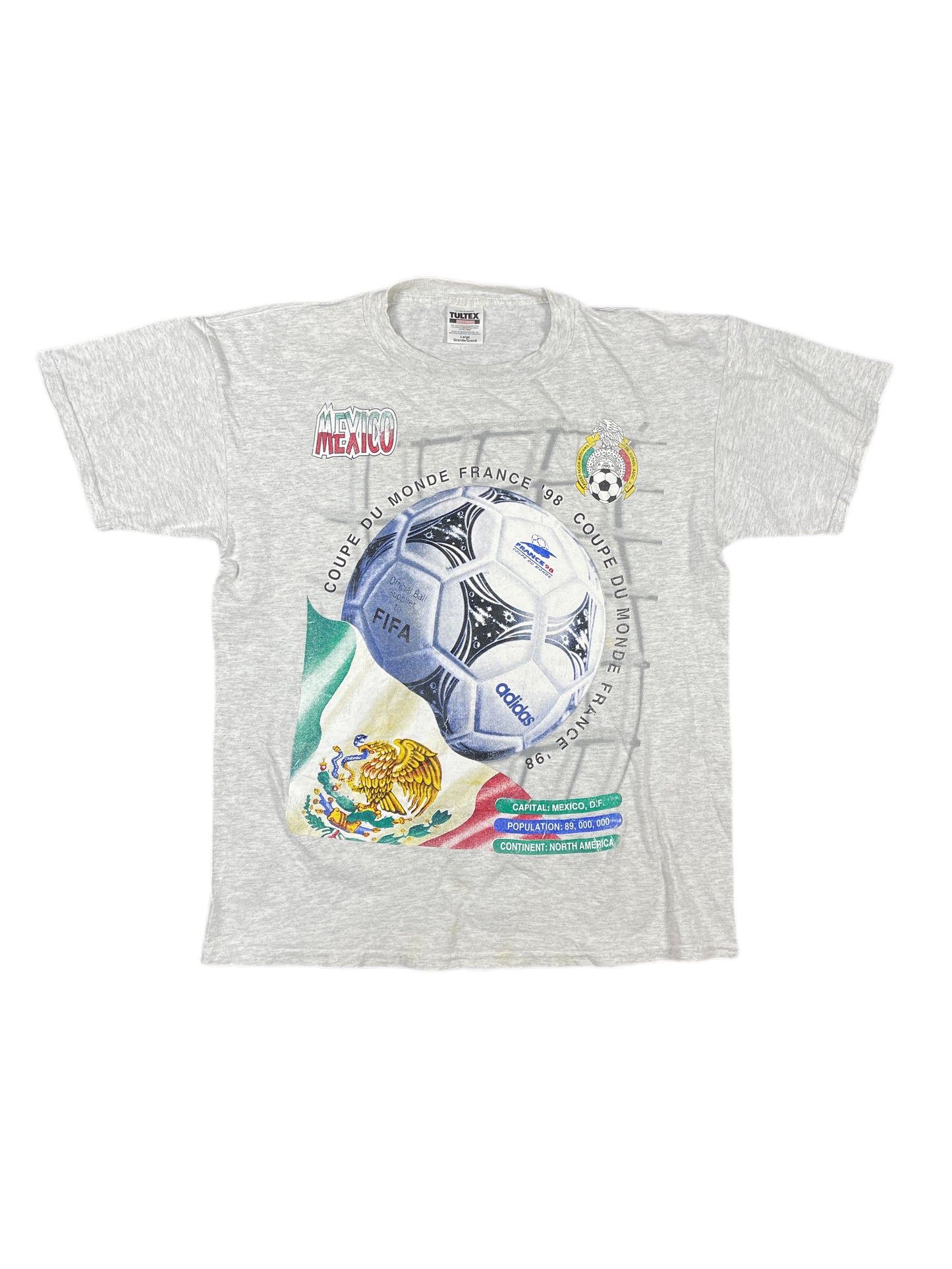 Vintage Tultex Coupe Du Monde France'98 Mexico Rare T-shirt Gray - L