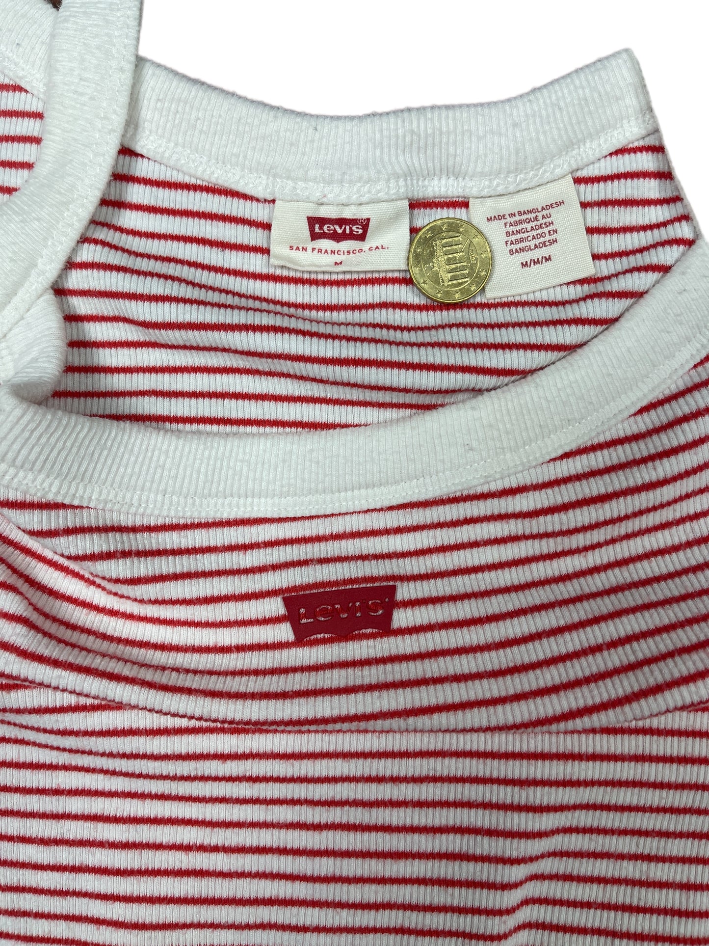 Levi's Sleeveless Top Striped White Red - M