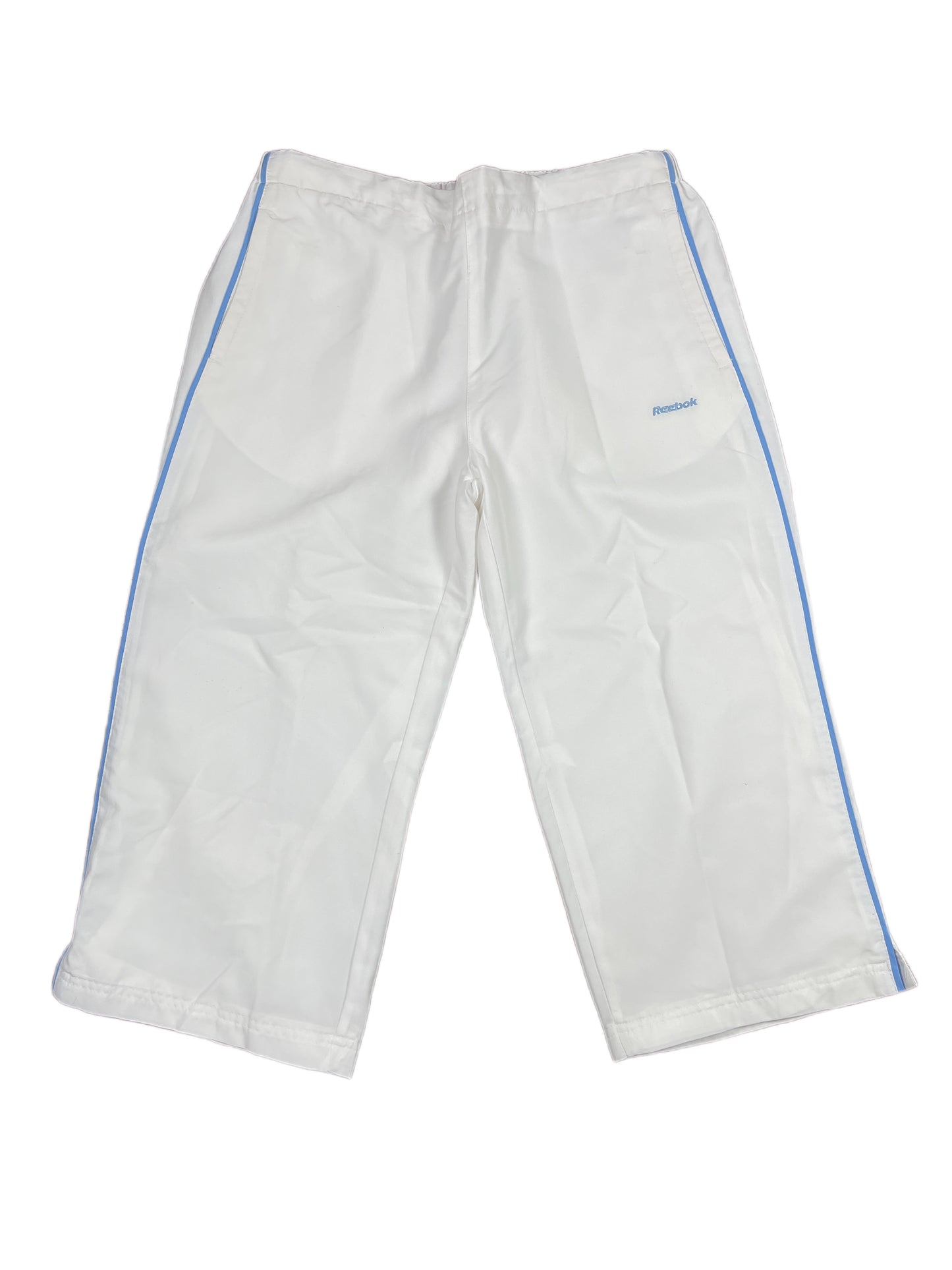 Y2k Reebok Sport Capri Pants White Blue - M