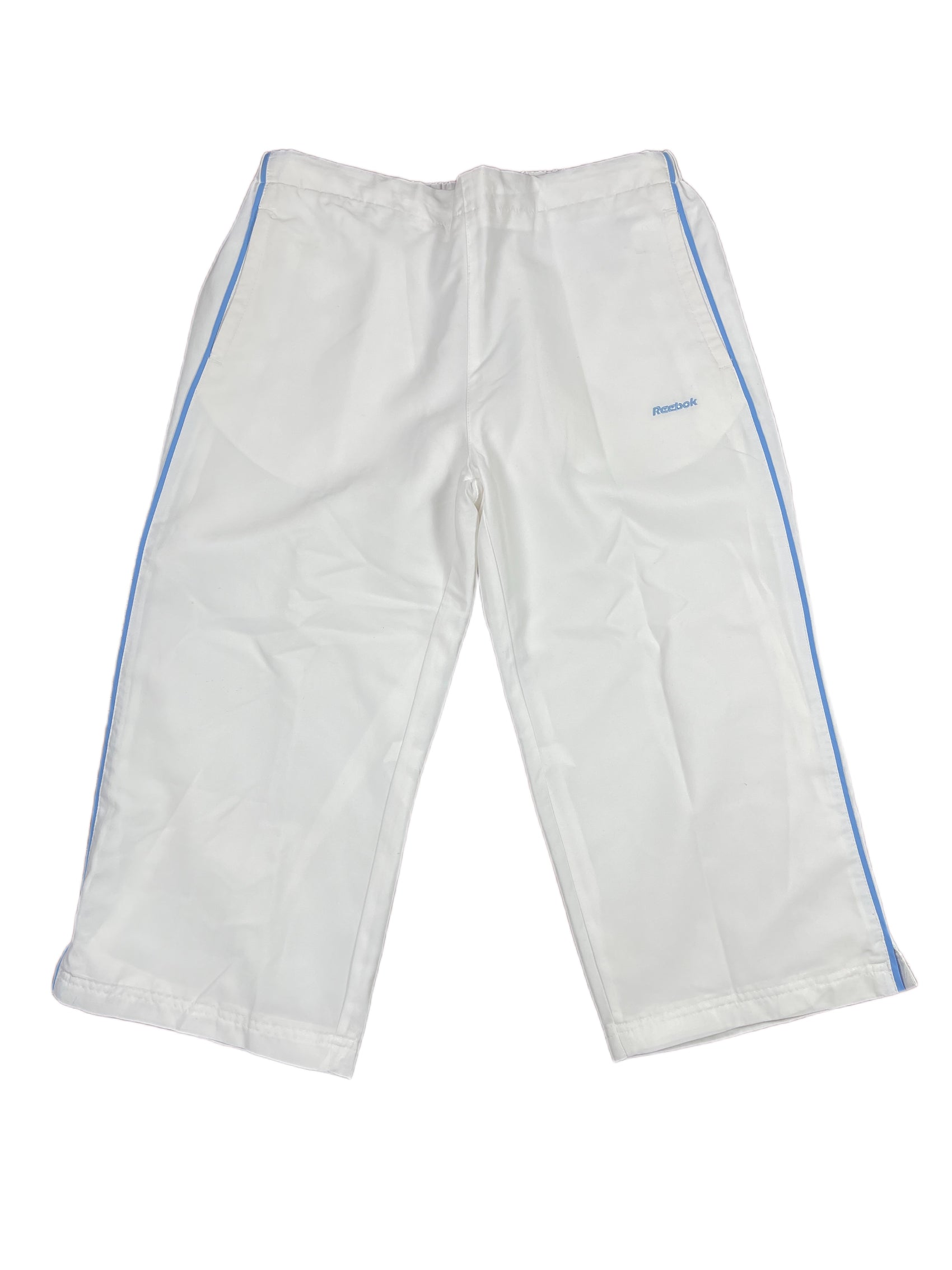 Y2k Reebok Sport Capri Pants White Blue - M