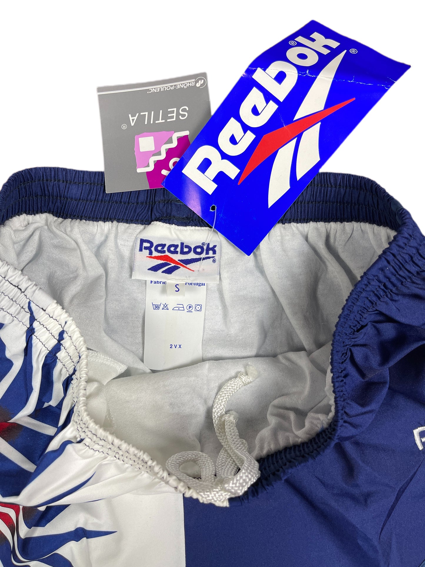 Vintage Reebok Sport Shorts Blue White - S