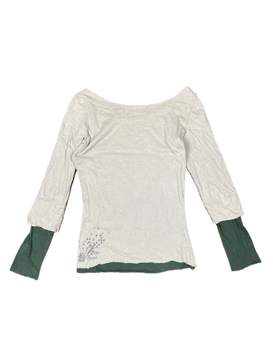 Y2k Pepe Jeans Long Sleeve Top Gray Green - S