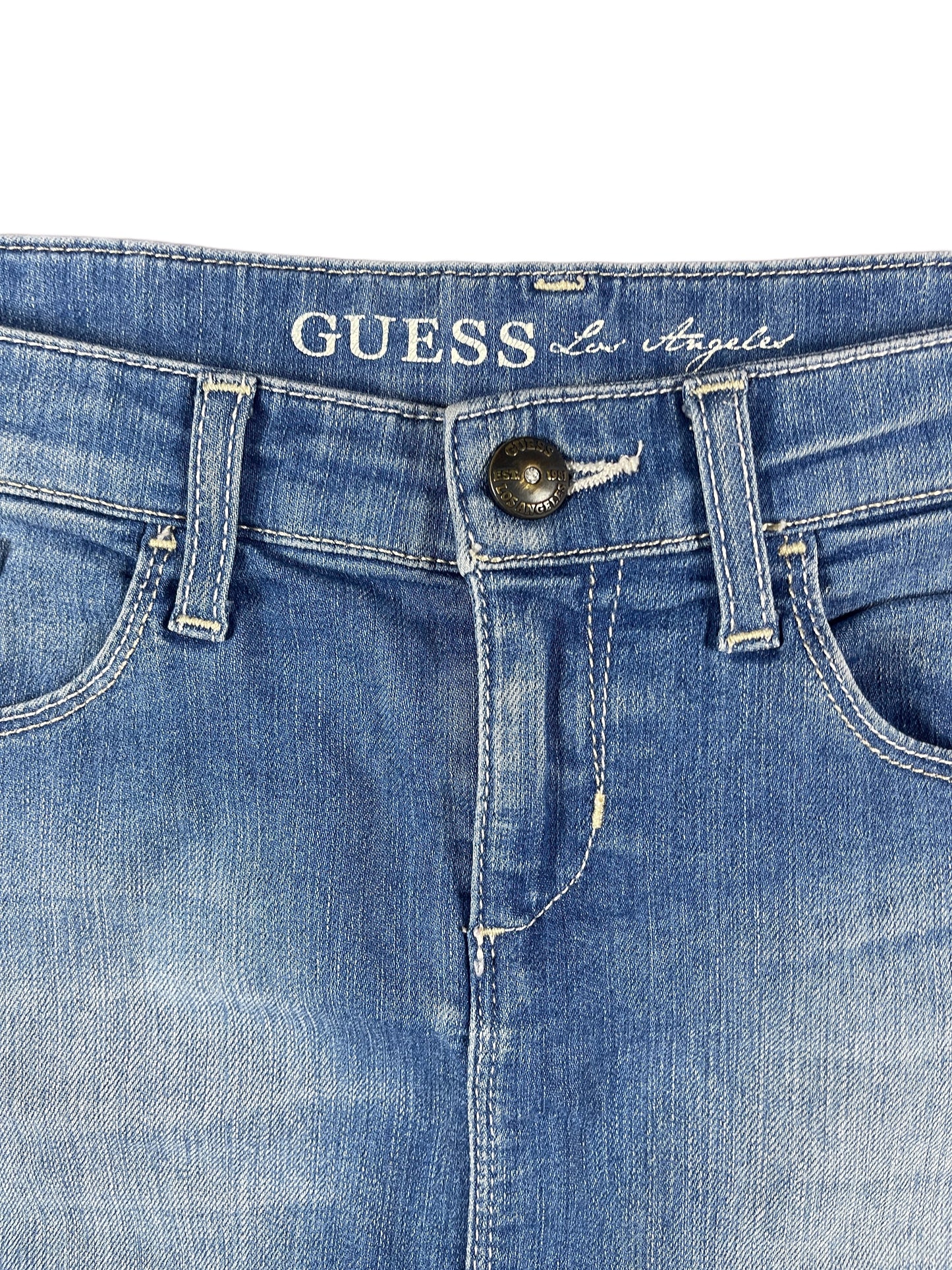 Y2k Guess Denim Mini Skirt Blue - S