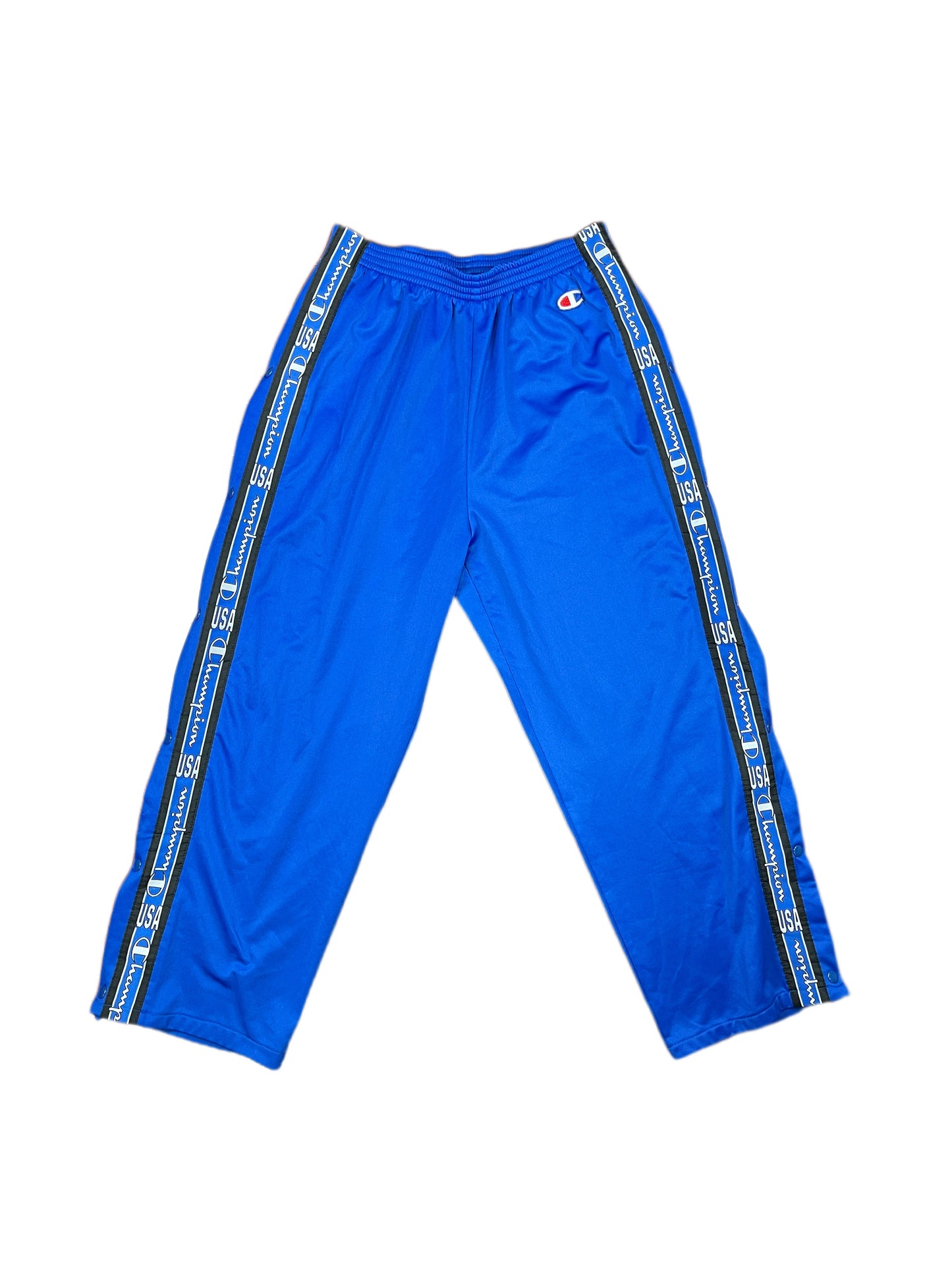 Vintage Champion Button Open Sport Pants Blue - L