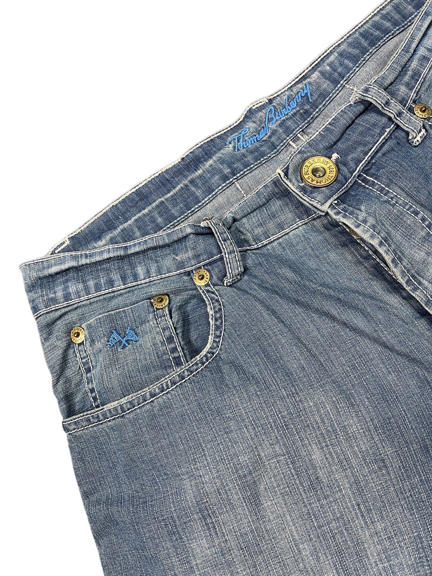 Vintage Thomas Burberry Low Waist Bootcut Denim Pants Blue - L