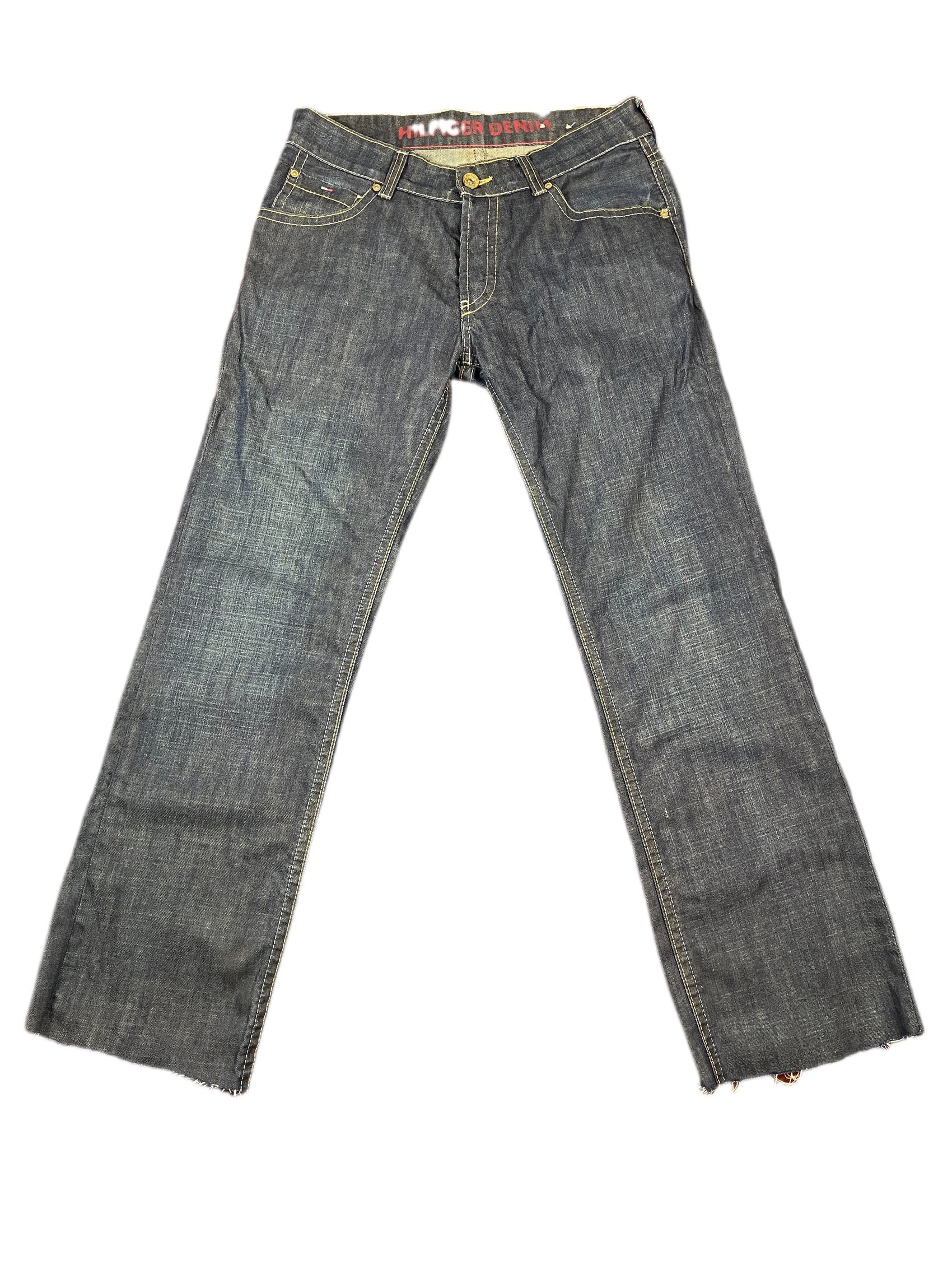 Y2k Tommy Hilfiger Low Waist Straight Cut Denim Pants Blue - M