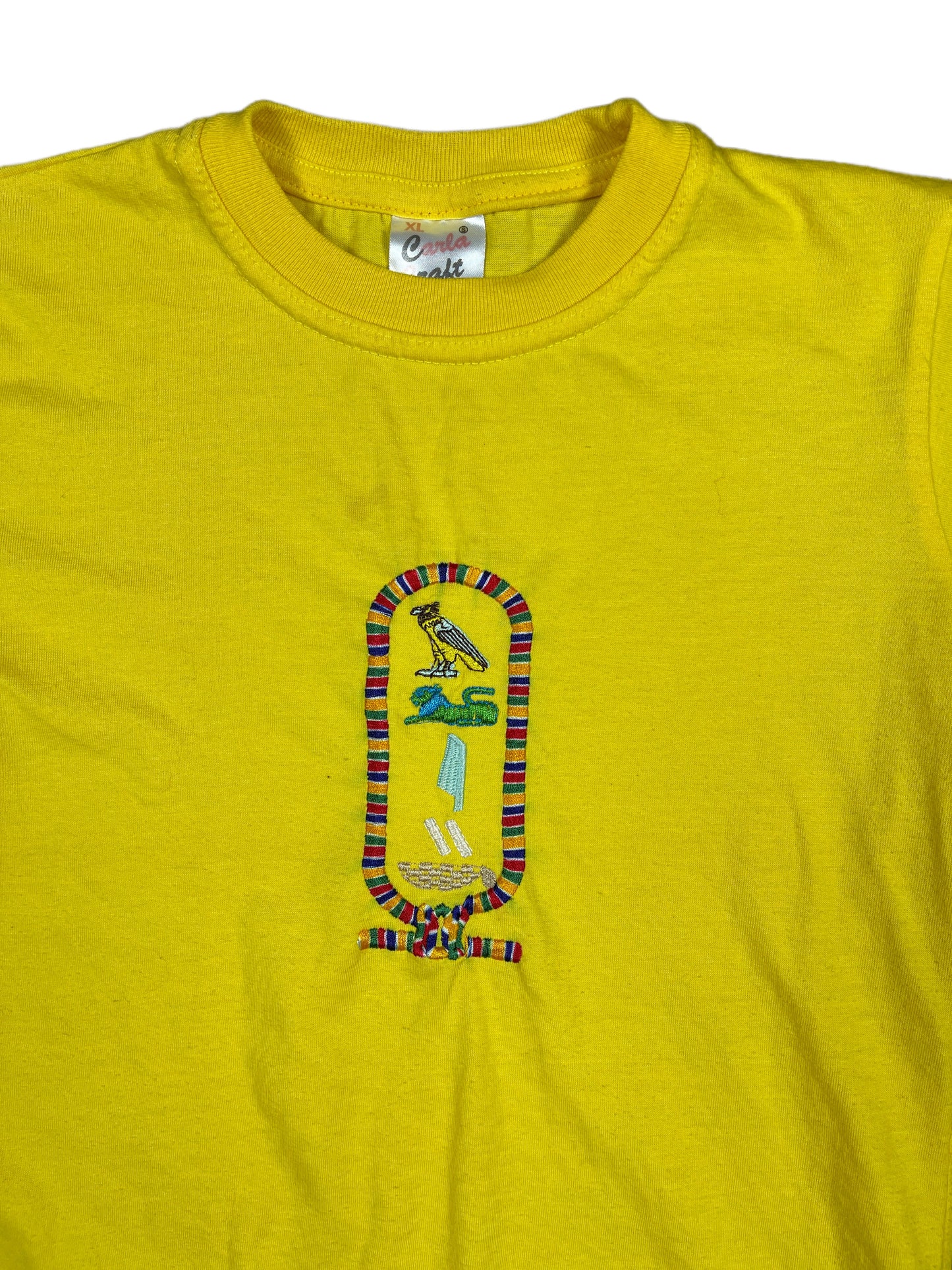 Vintage Egypt Short Sleeve Top Yellow 90s - XXS
