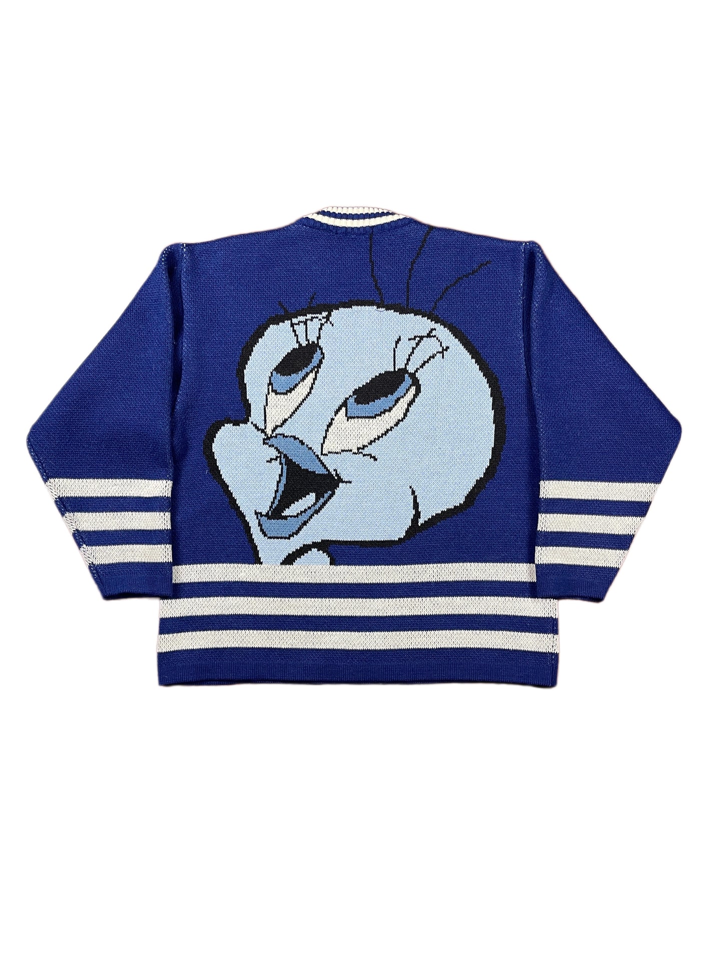 Vintage Warner Bros 2000s Looney Tunes Tweety Chunky Knitted Sweatshirt Blue - XS