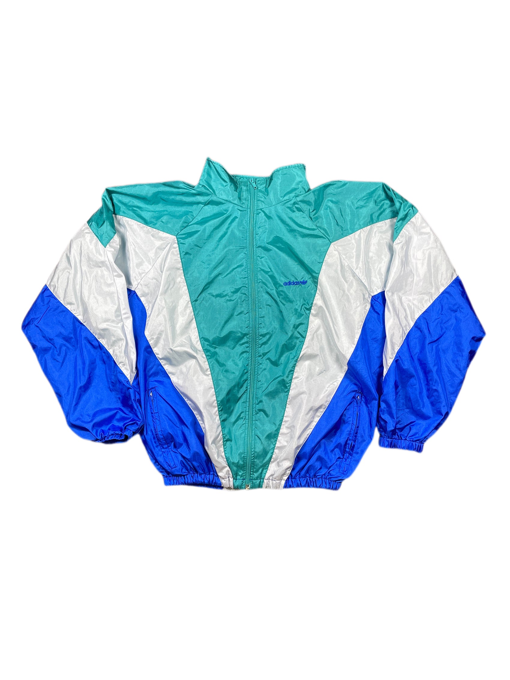Vintage Adidas 1980s Sport Jacket Turquoise White - S