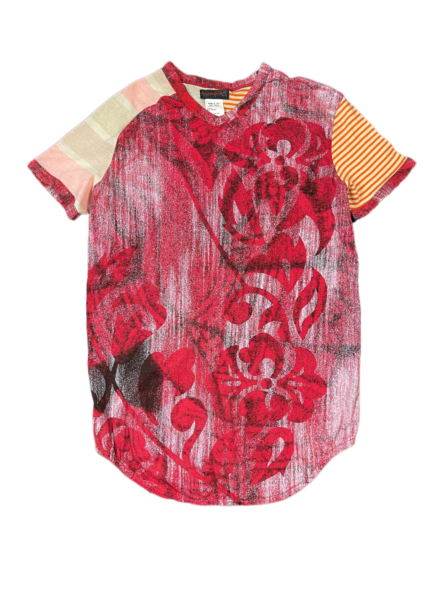 Y2k Custo Barcelona Sample Short Sleeve Top Red Multicolor S