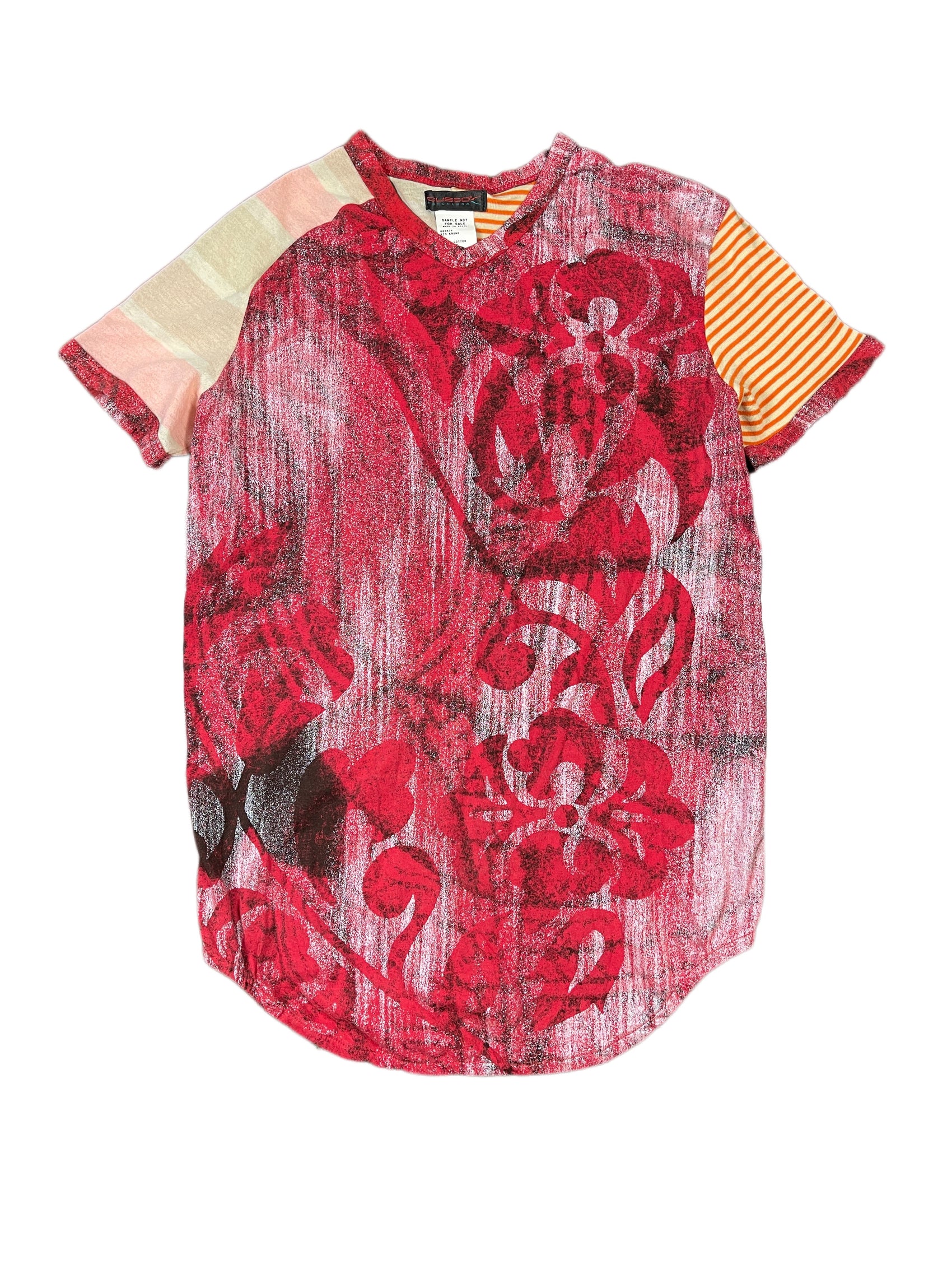Y2k Custo Barcelona Sample Short Sleeve Top Red Multicolor S