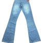 Y2k Celtic Low Waist Flared Denim Pants Blue - XS