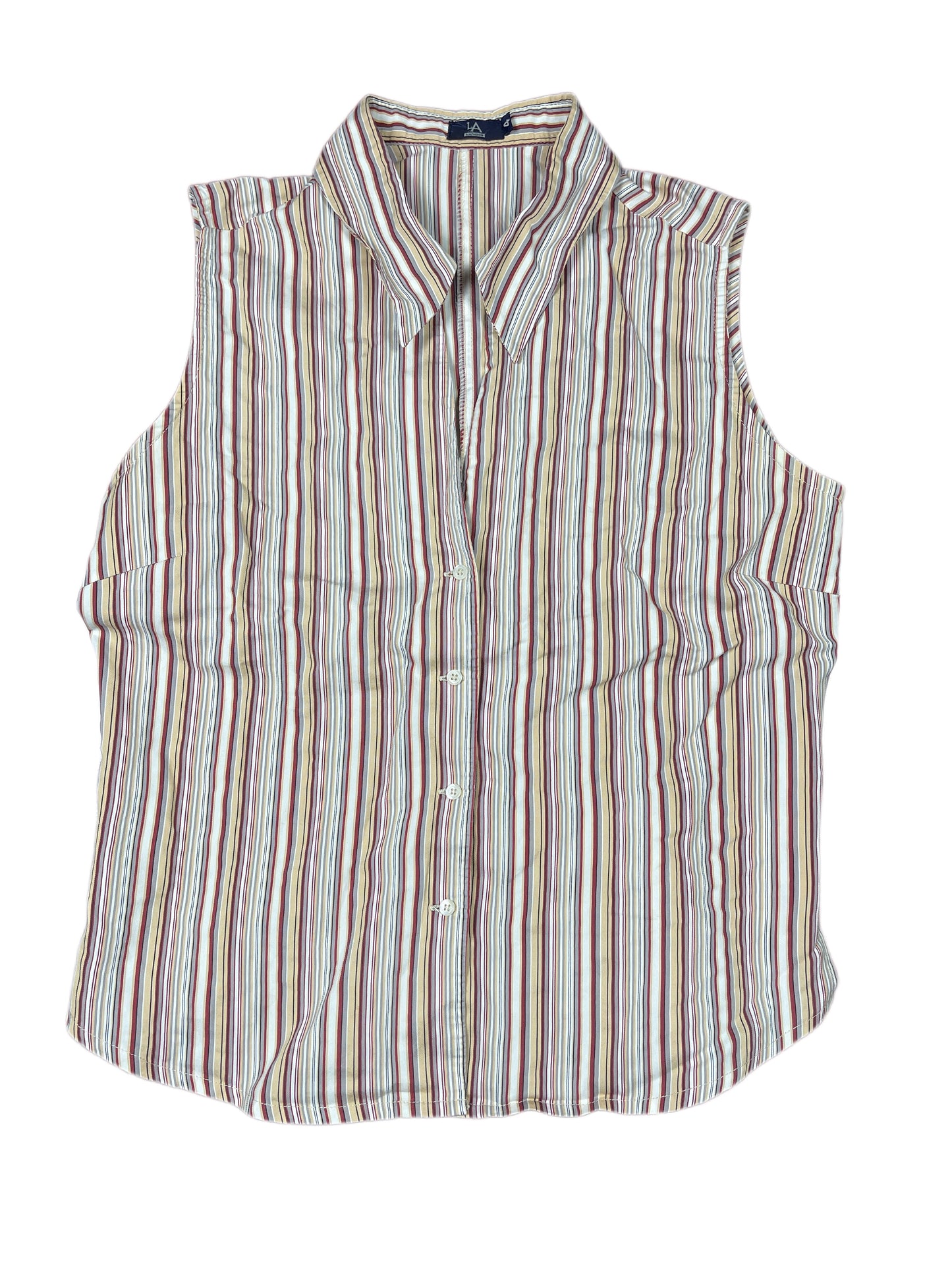 Y2k Lanidor Sleeveless Top Striped Beige Red - L