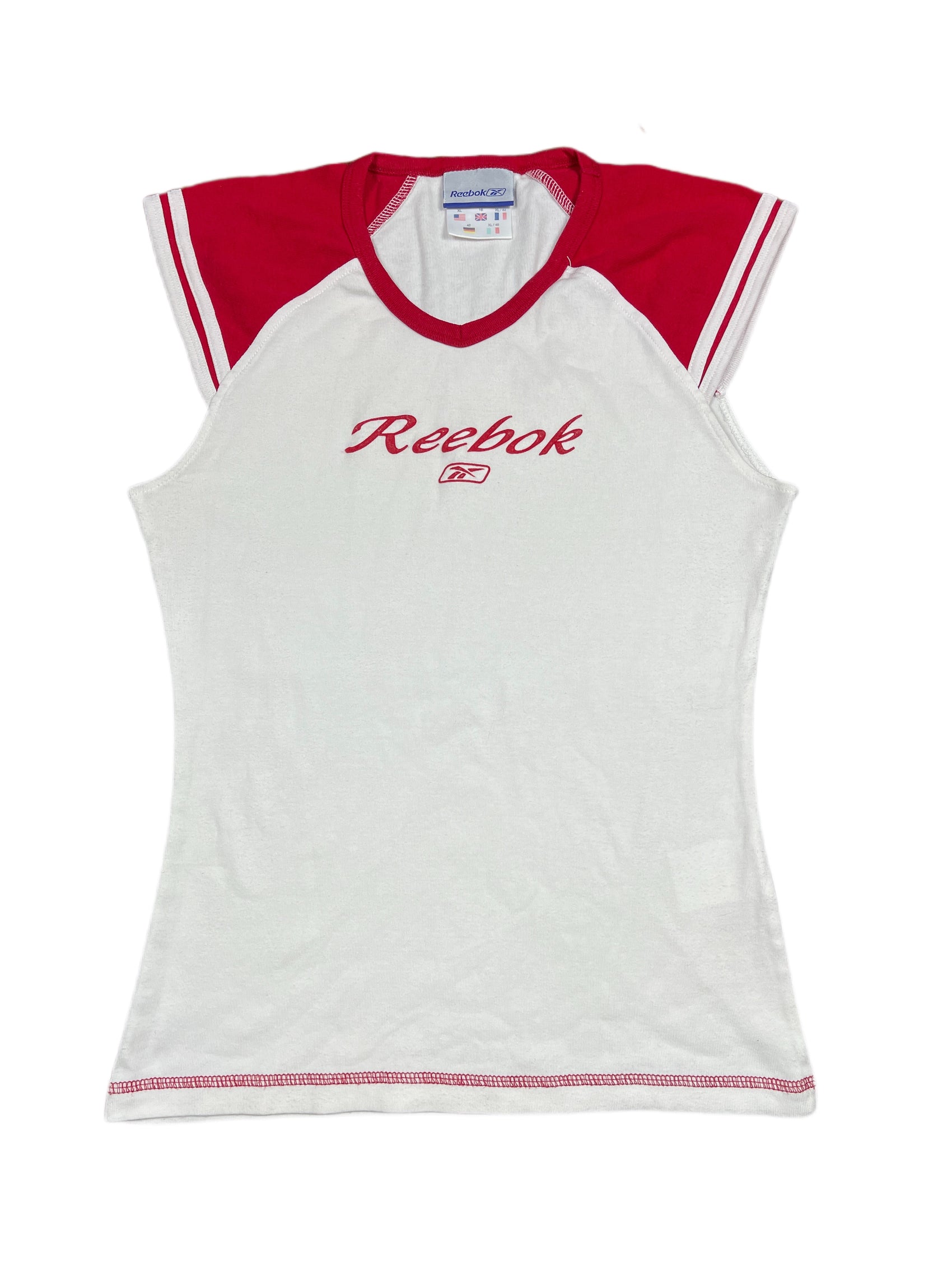 Y2k 2000s Reebok Sleeveless Top White Red XL