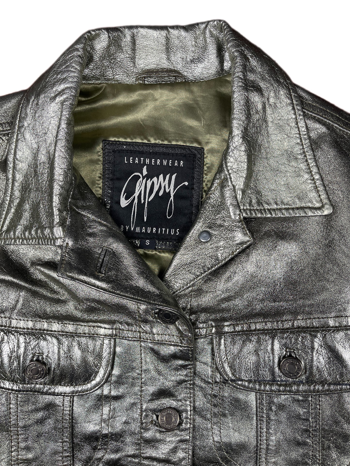 Y2k Gipsy Leather Jacket Silver - S