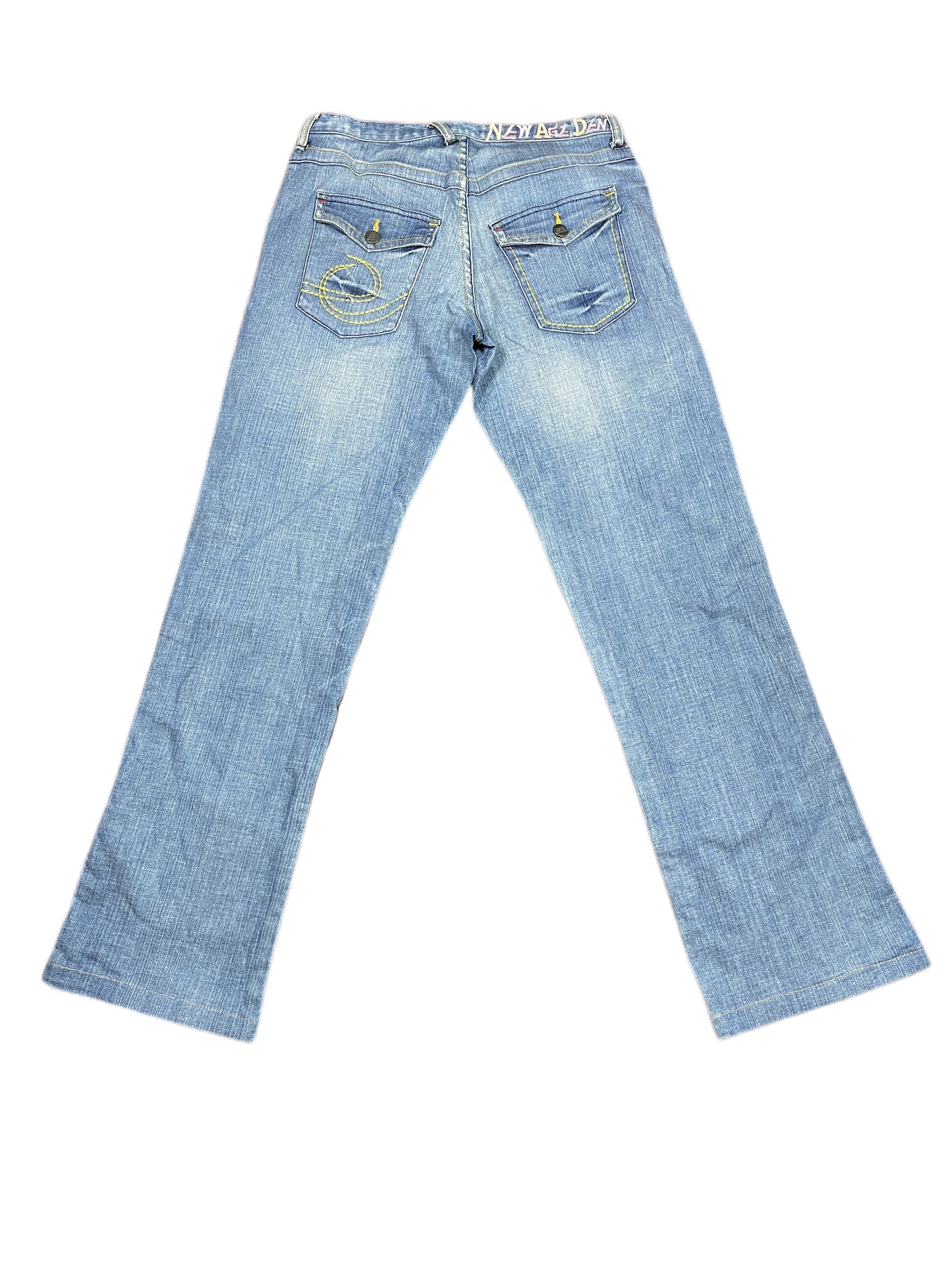 Y2k 2000s Rok Low Waist Bootcut Denim Pants Blue S/M