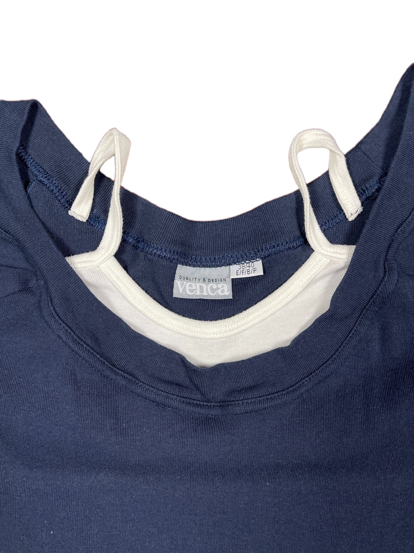 Y2k Venca Short Sleeve Top Navy - M/L