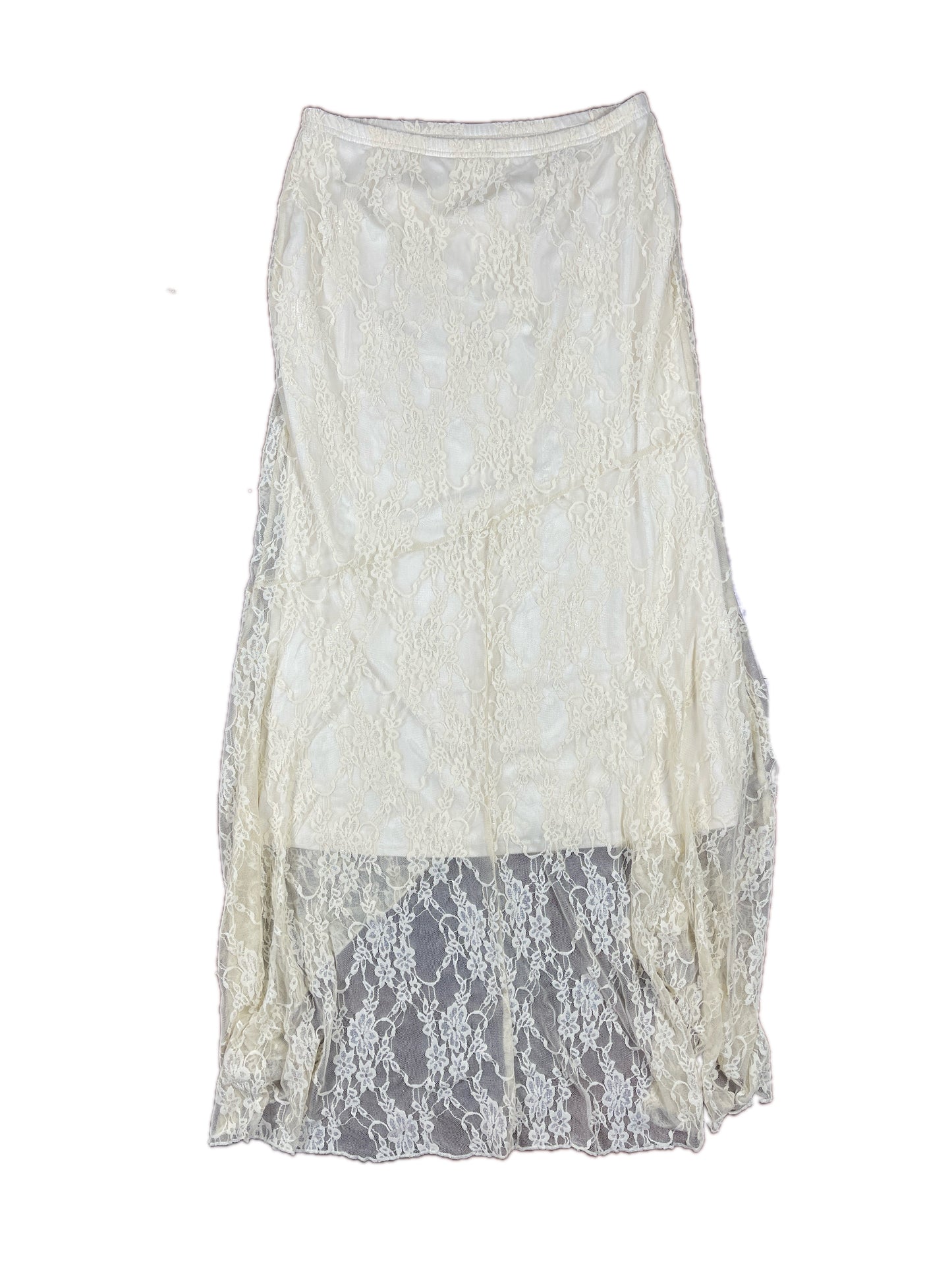 Y2k Long See Through Skirt Cream - L
