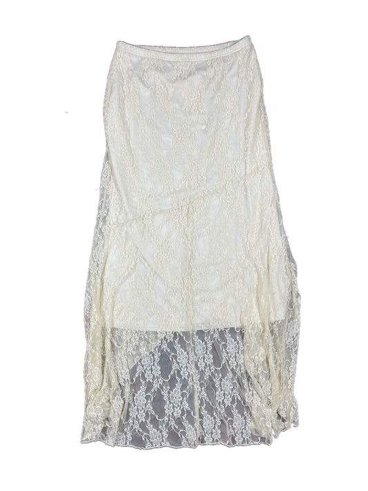 Y2k Long See Through Skirt Cream - L