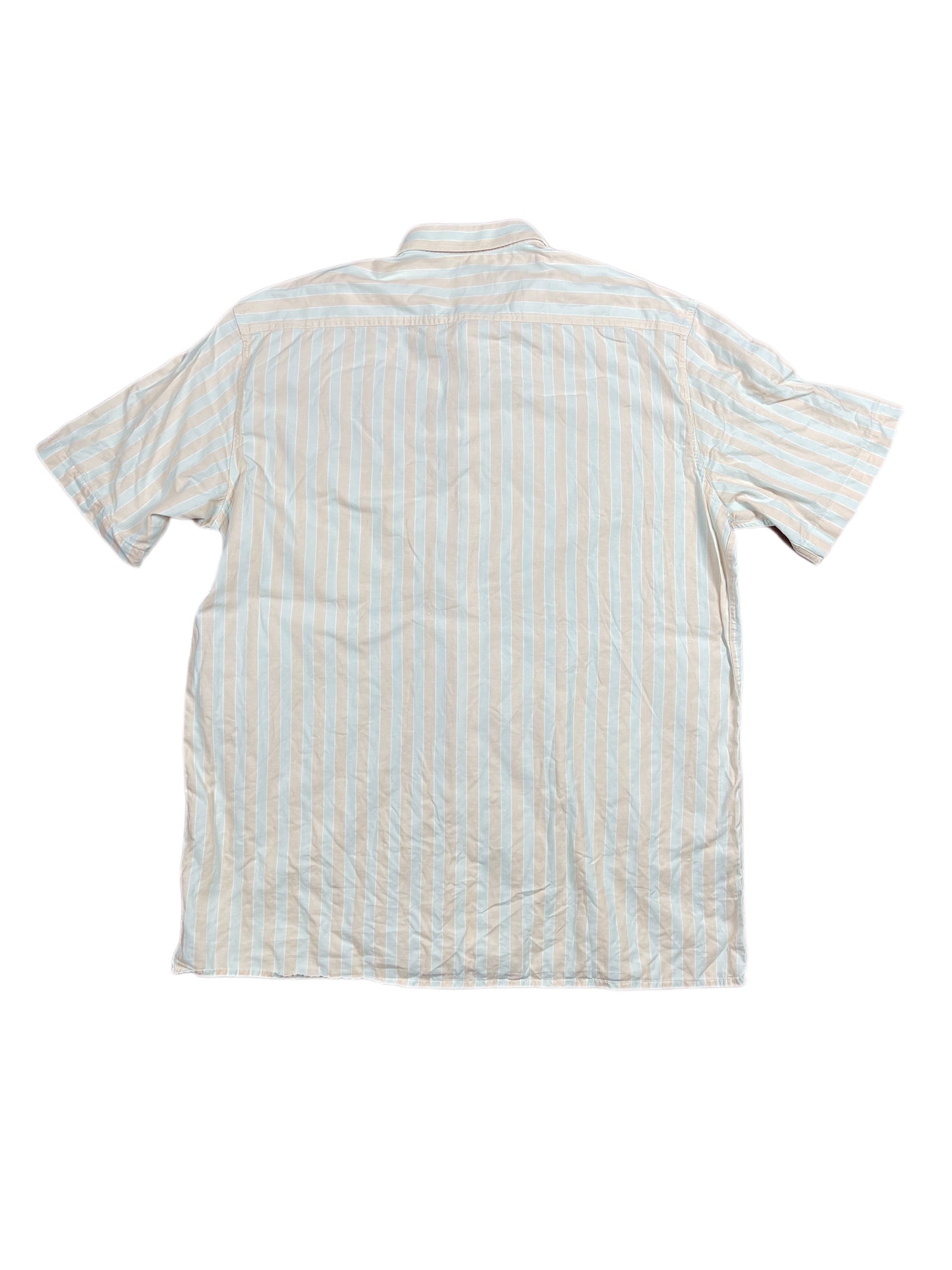 VIntage Beco Short Sleeve Shirt Striped Salmon Gray - L/XL