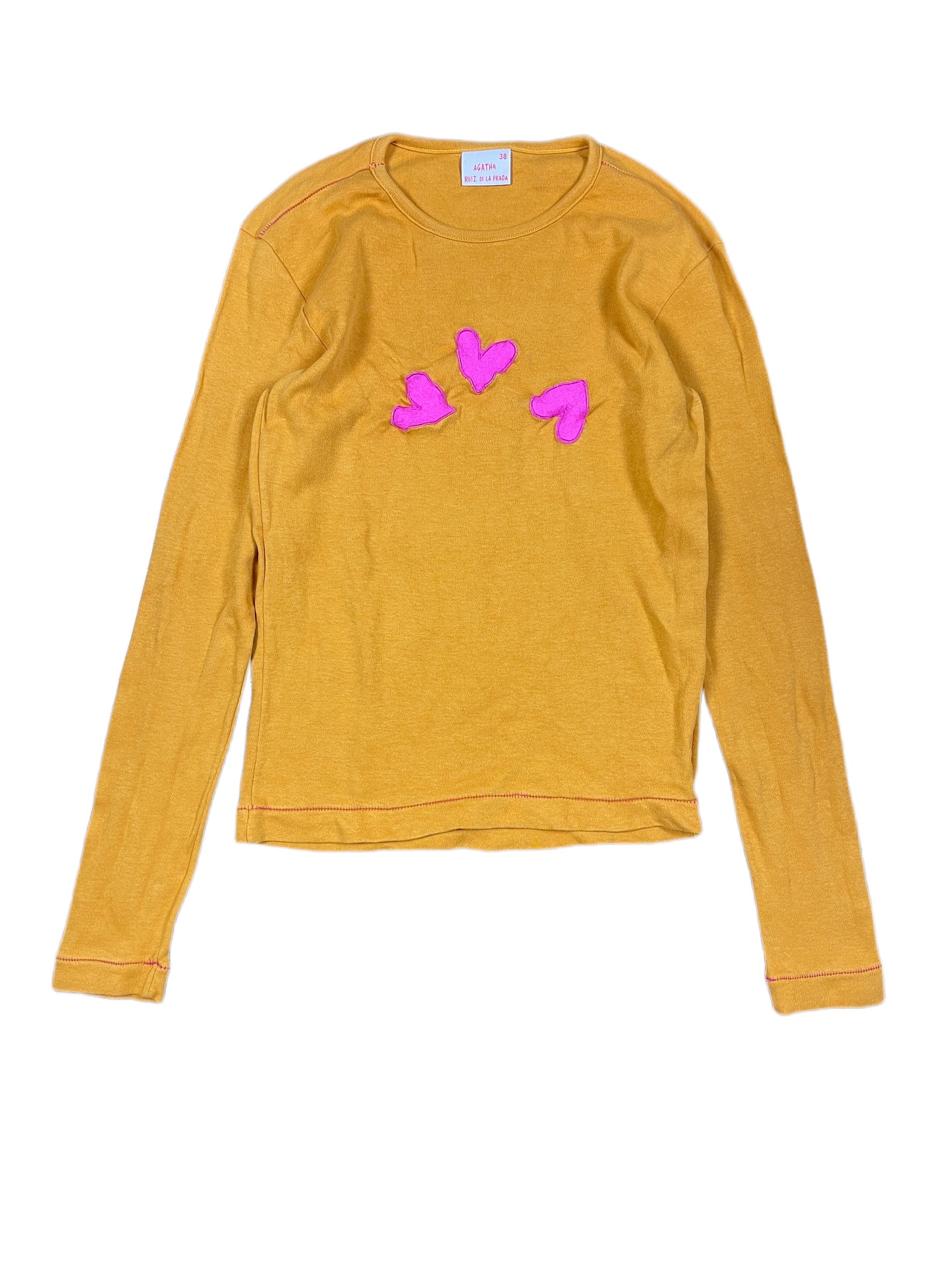 Y2k Agatha Ruiz de la Prada Long Sleeve Top Hearts Orange - M