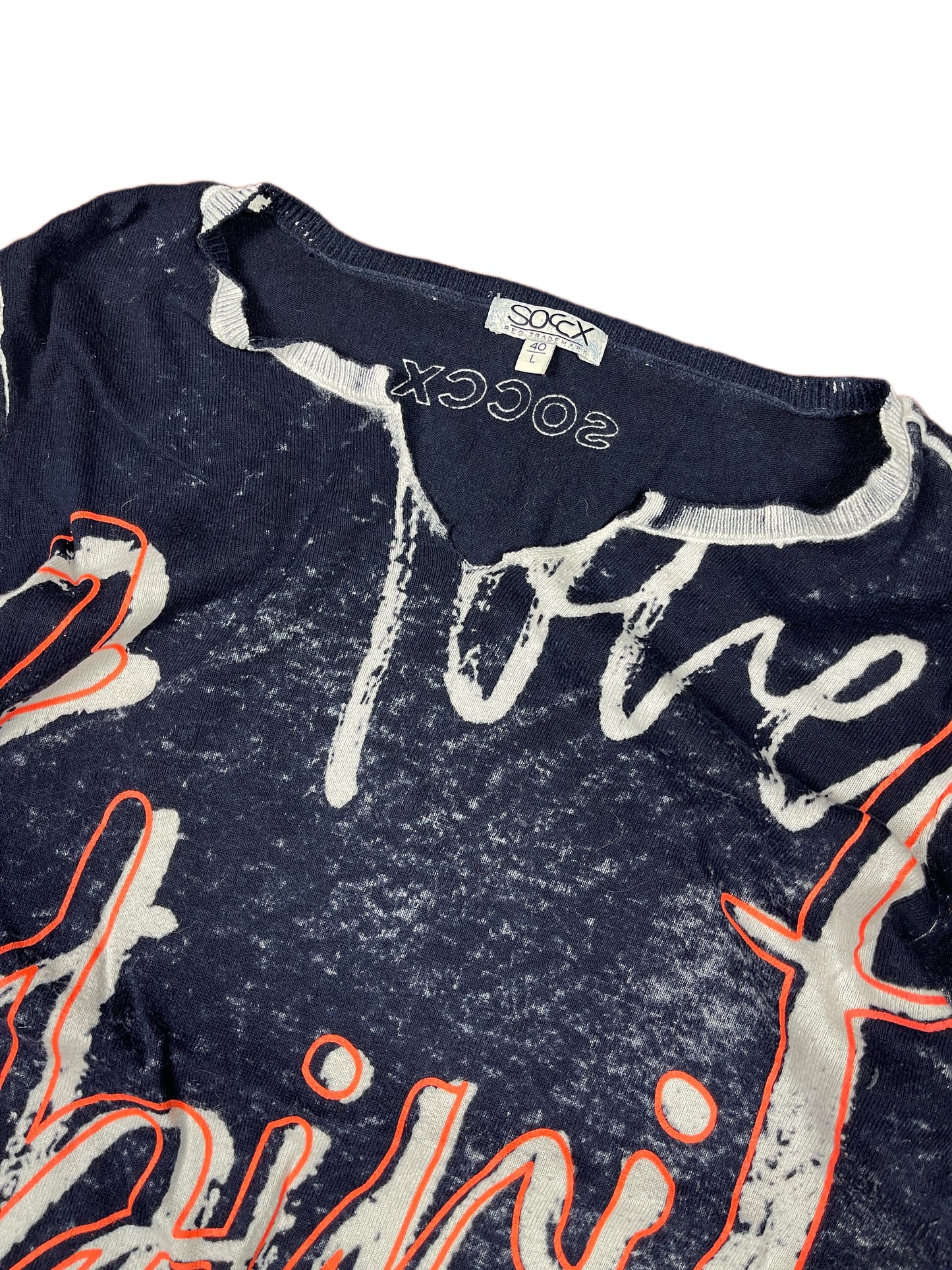 Y2k Soccx 2000s Long Sleeve Top Navy White L