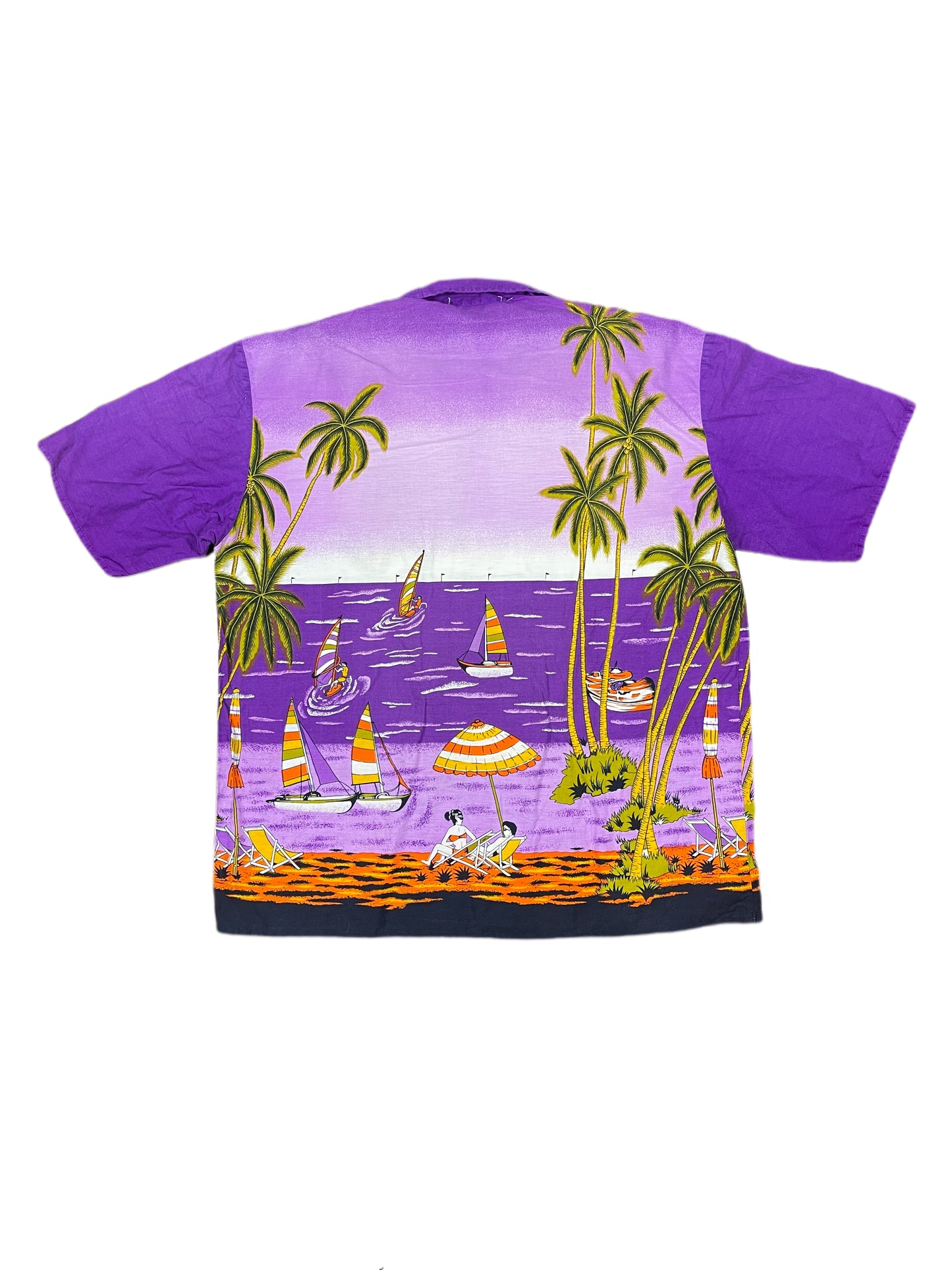 Vintage Fun-Wear Summer Short Sleeve Shirt Purple - XL/XXL