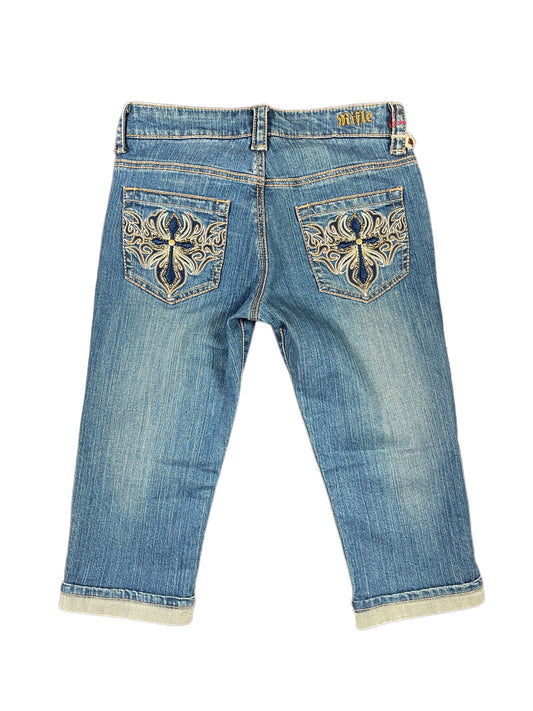 Y2k Deadstock Rifle Jeans Capri Denim Pants Blue - M