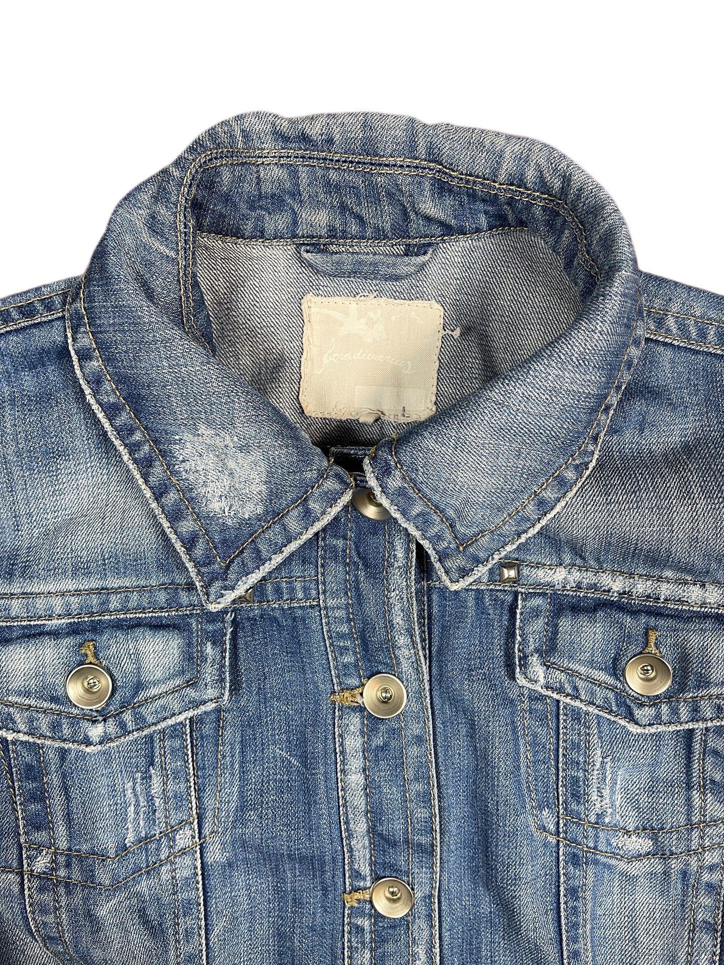 Y2k Short Sleeve Denim Jacket Blue - L