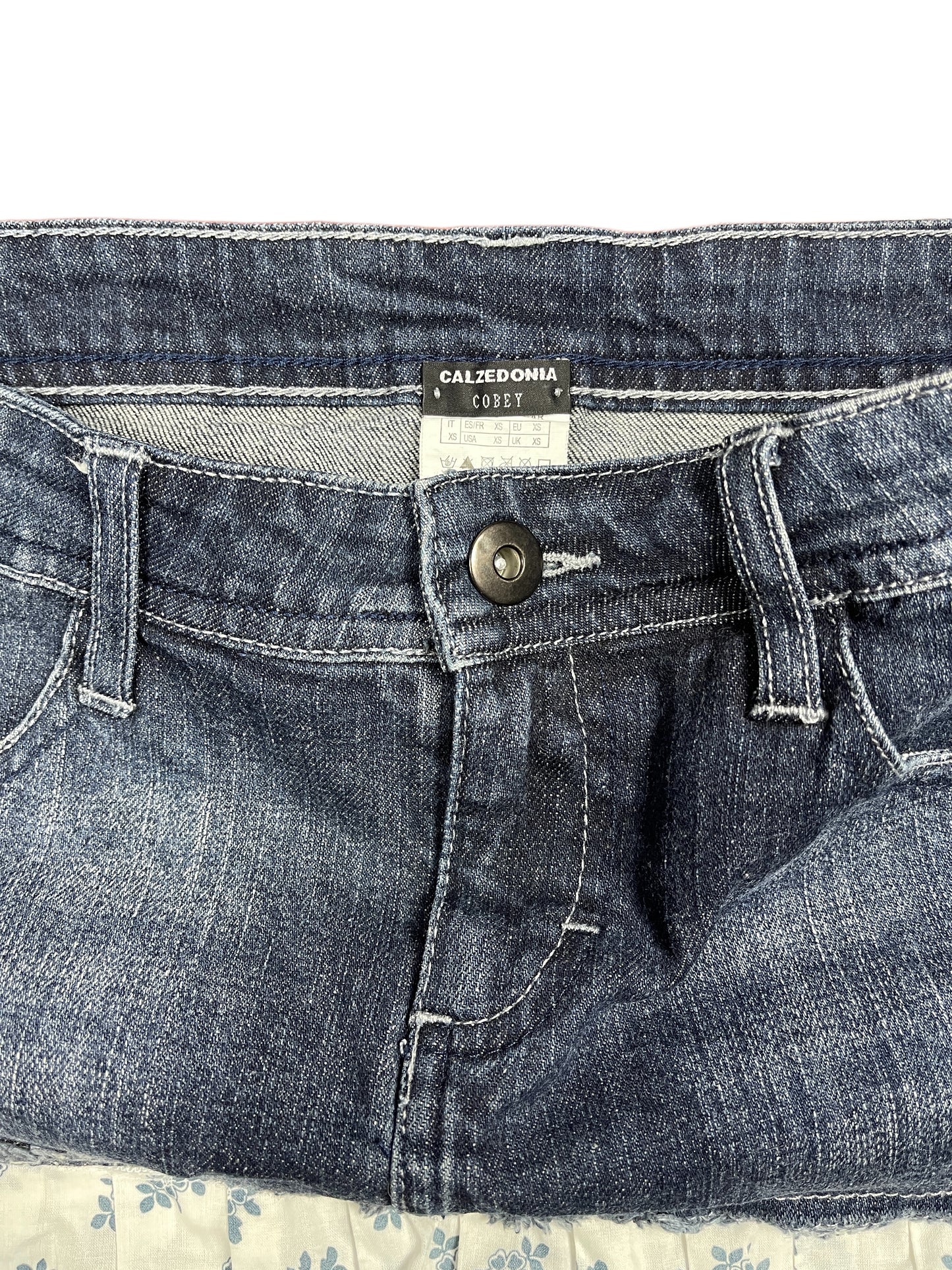 Calzedonia Denim Skirt Blue White XS