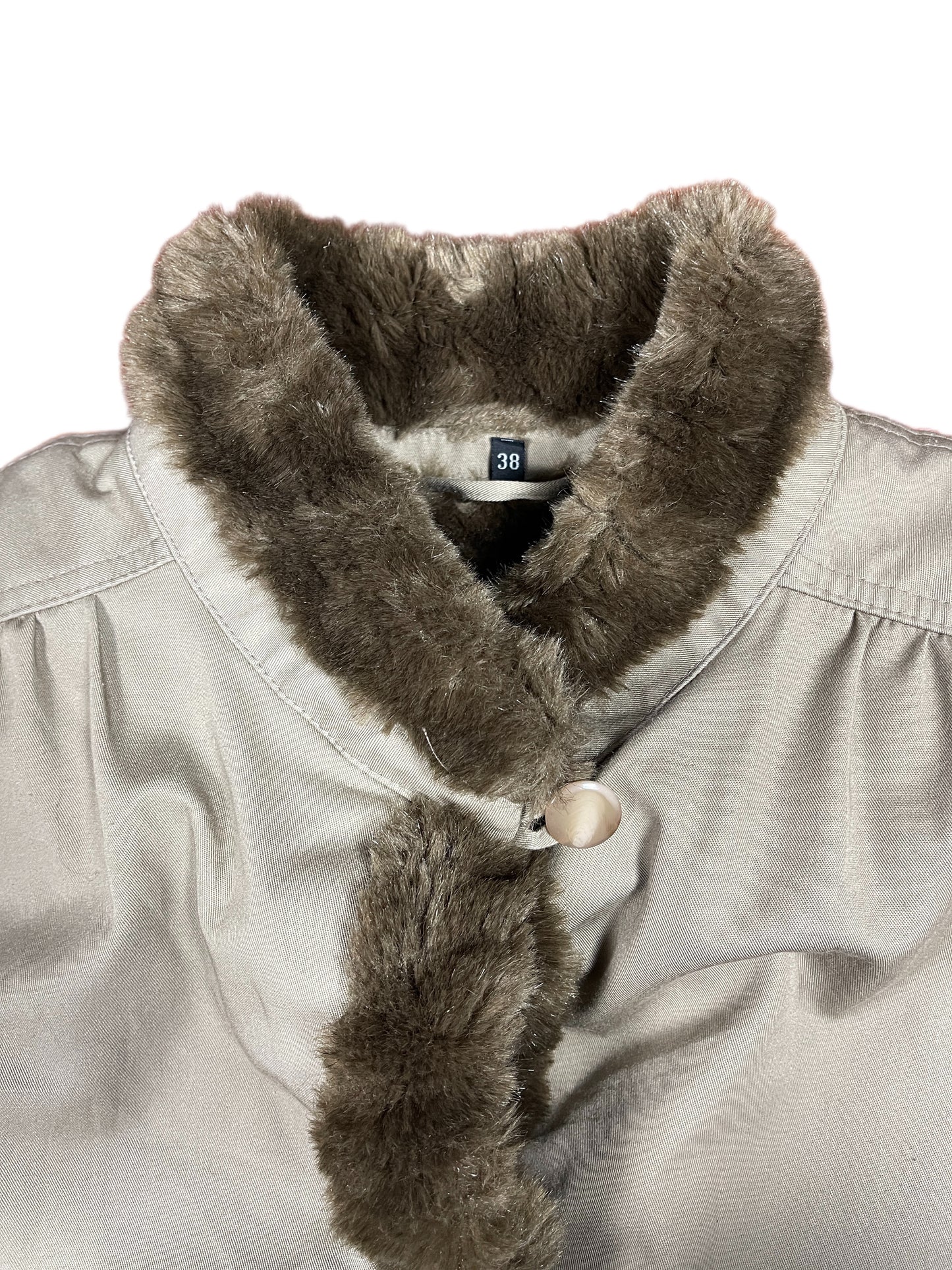 Vintage C&A Faux Fur Coat Cream Beige - M
