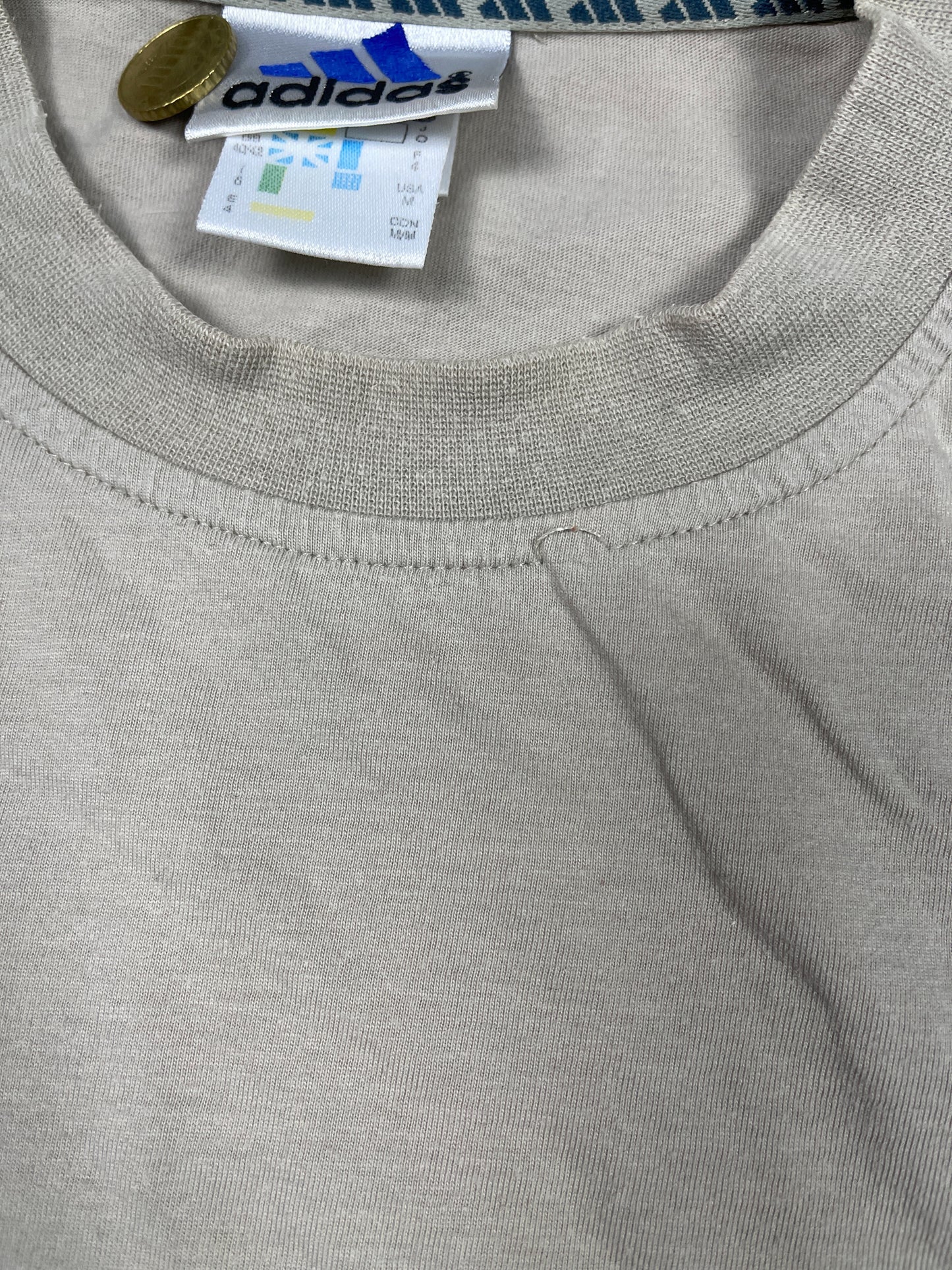 Vintage Adidas T-Shirt Gray Cream - L