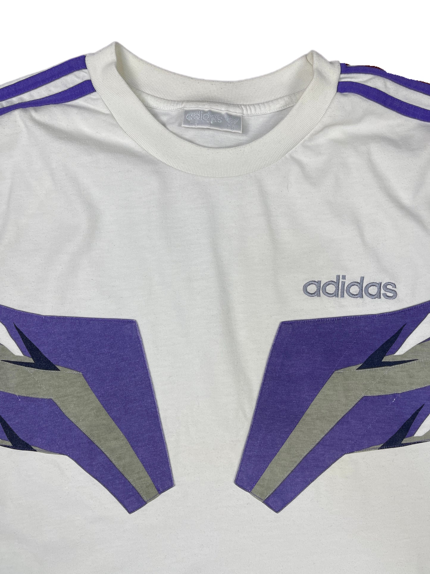 Vintage Adidas T-Shirt White Purple - L