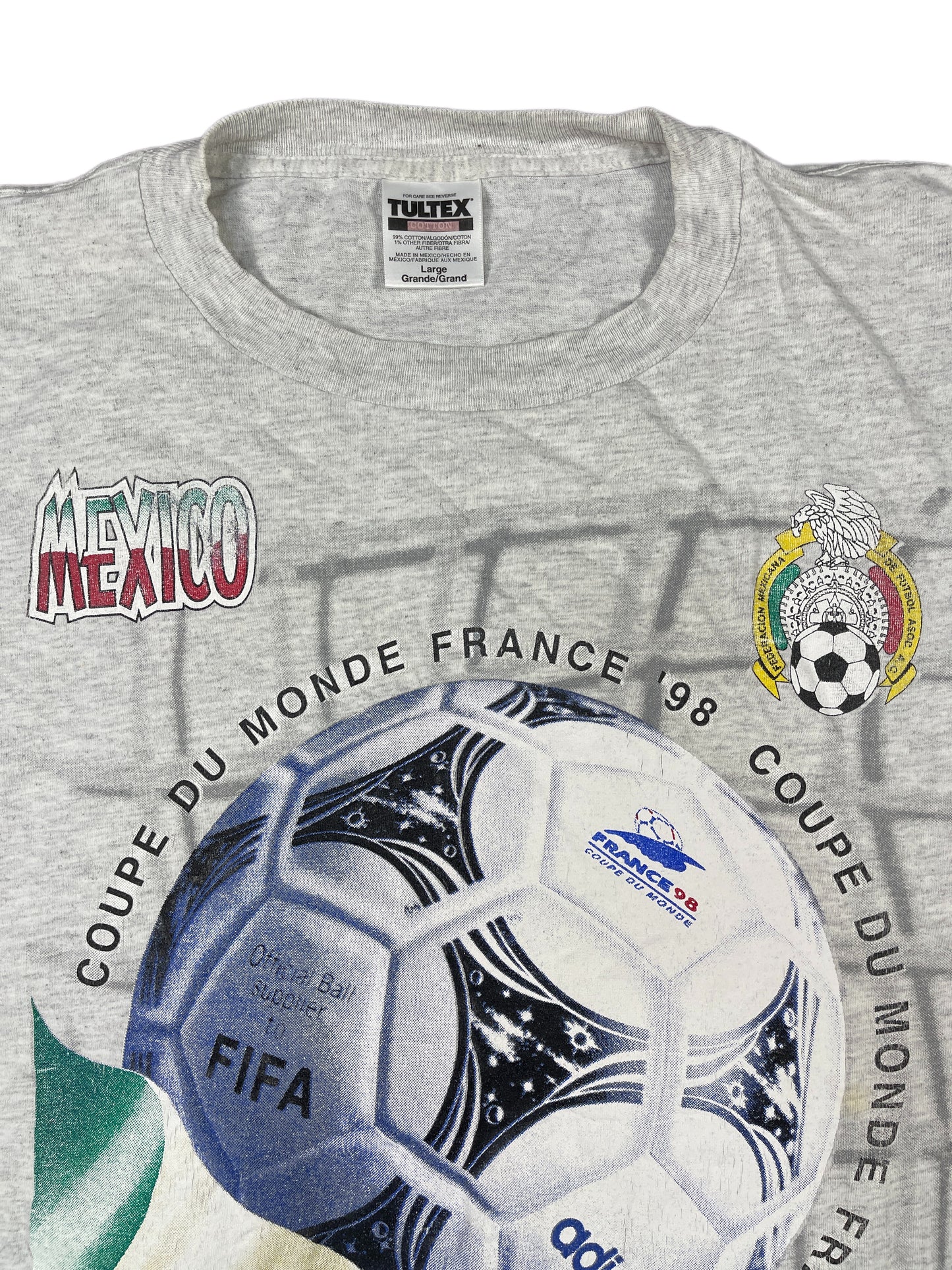Vintage Tultex Coupe Du Monde France'98 Mexico Rare T-shirt Gray - L