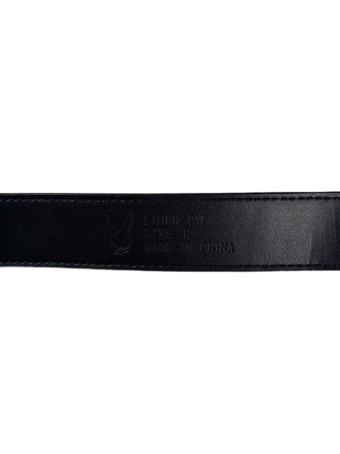 Y2k Playboy Belt Distressed Black Gray with Chain 2004