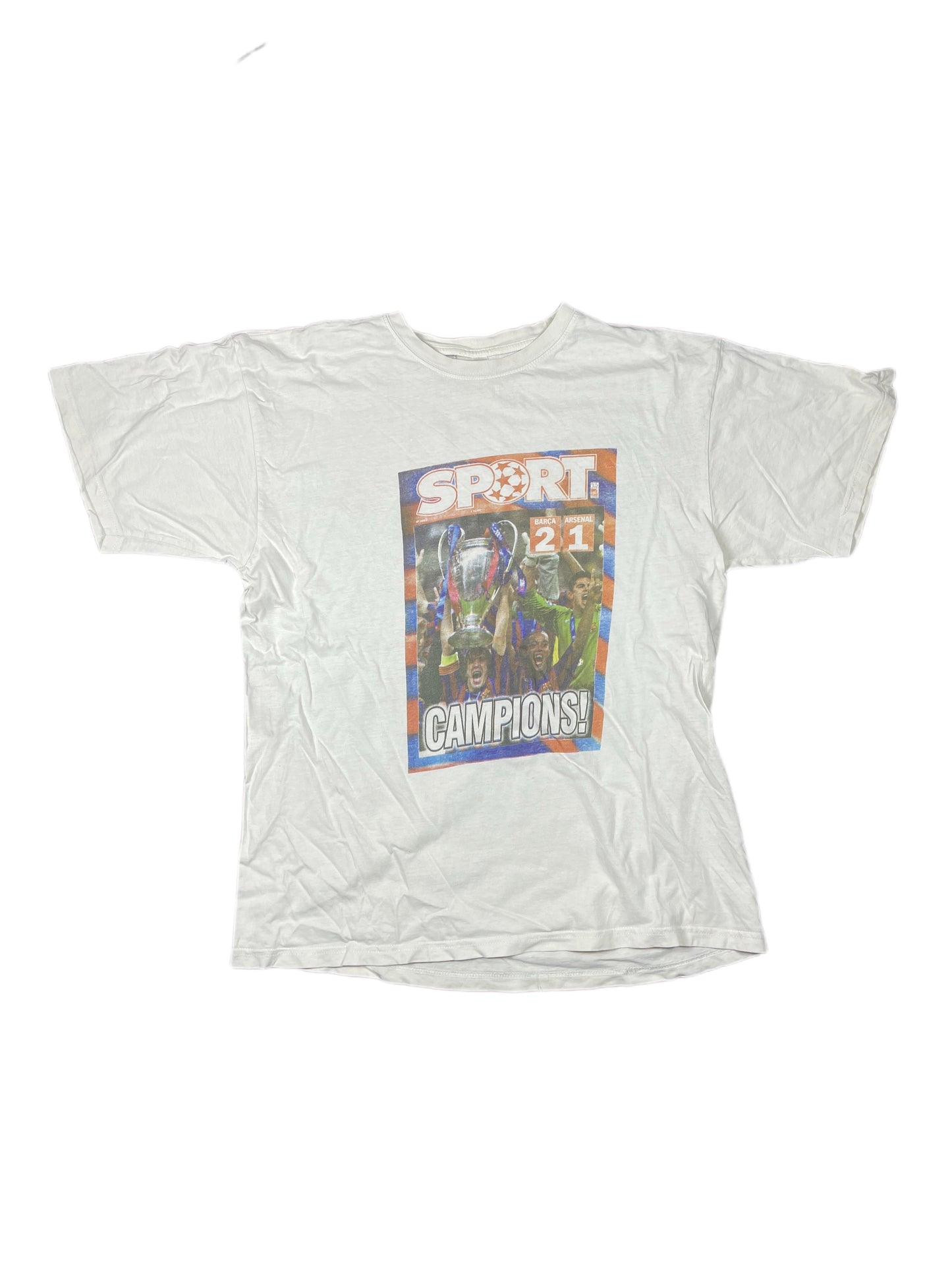 Vintage Jerzees FC Barcelona Champion T-Shirt White L