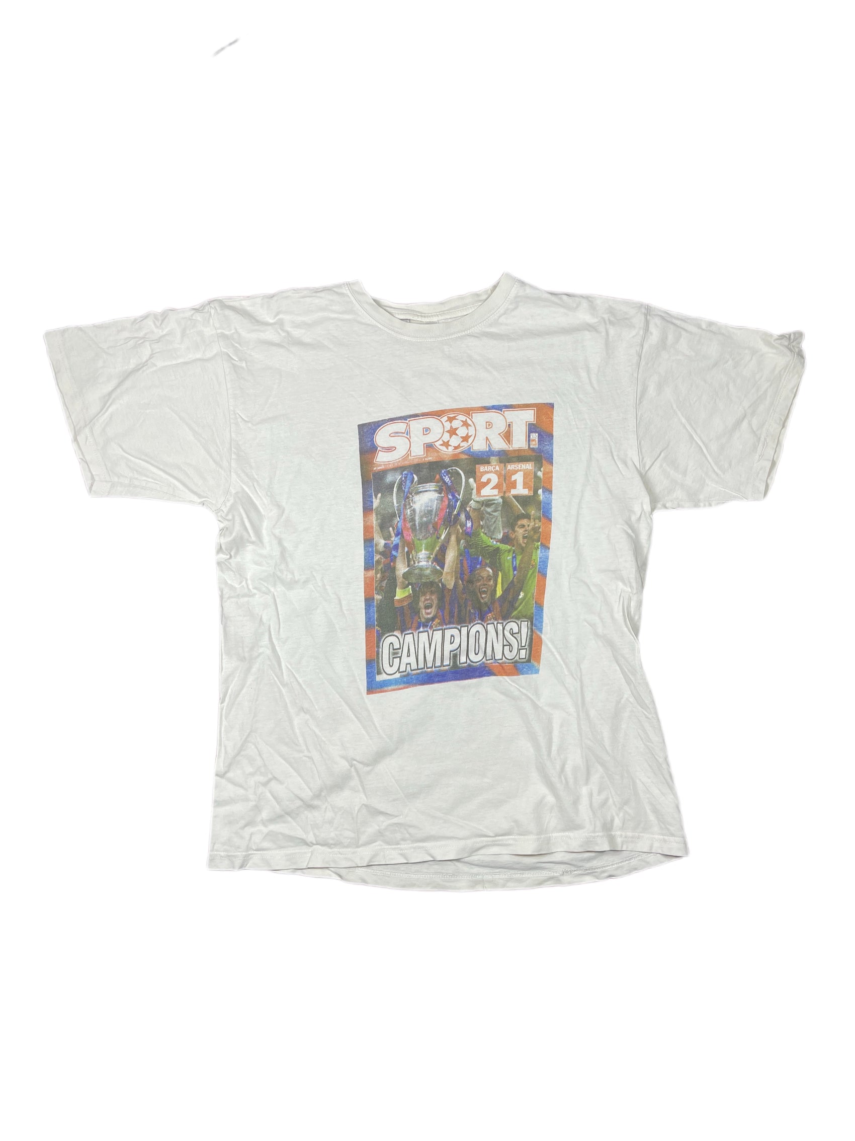 Vintage Jerzees FC Barcelona Champion T-Shirt White L