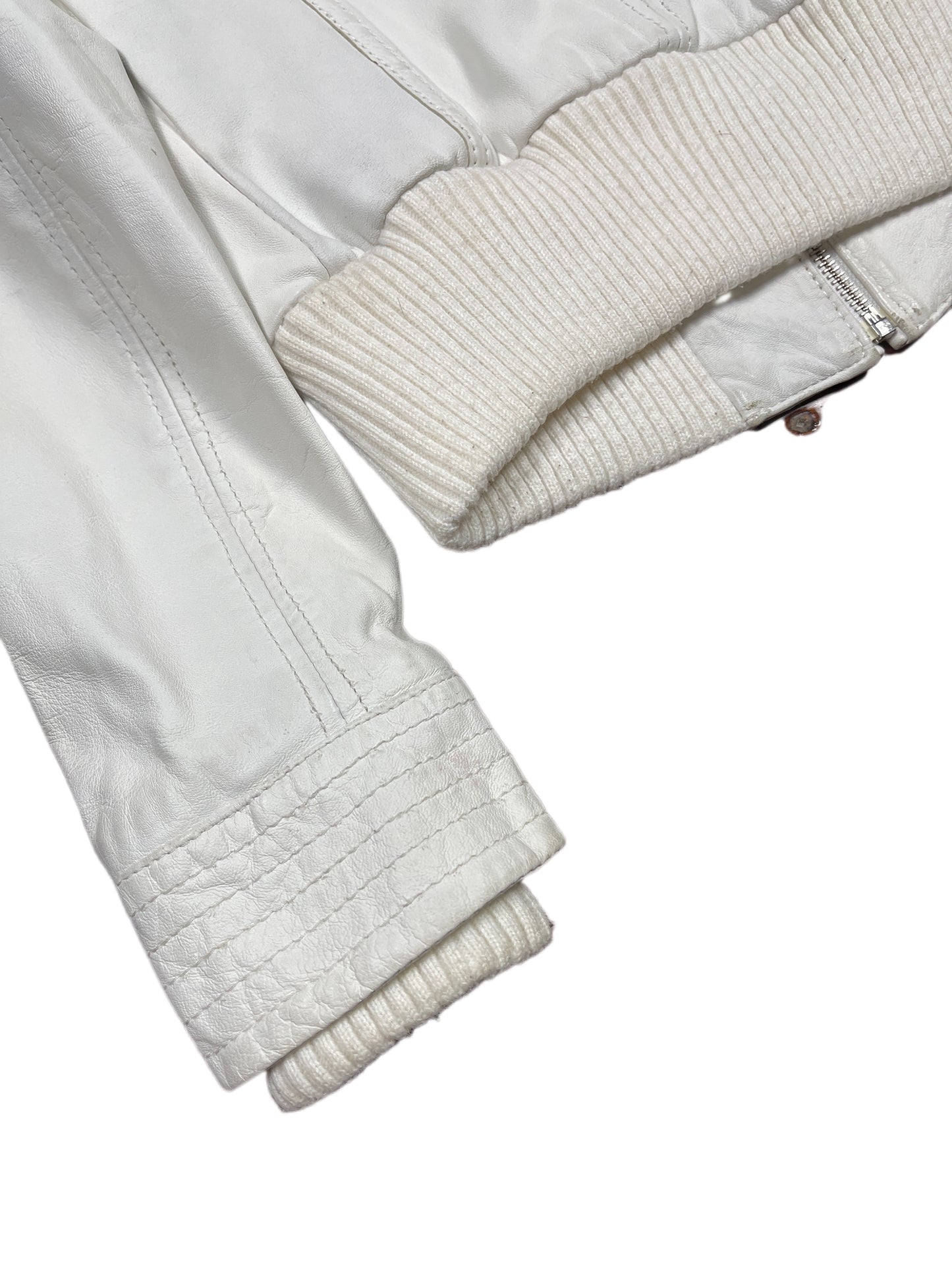 Y2k Mango Leather Jacket White - XS