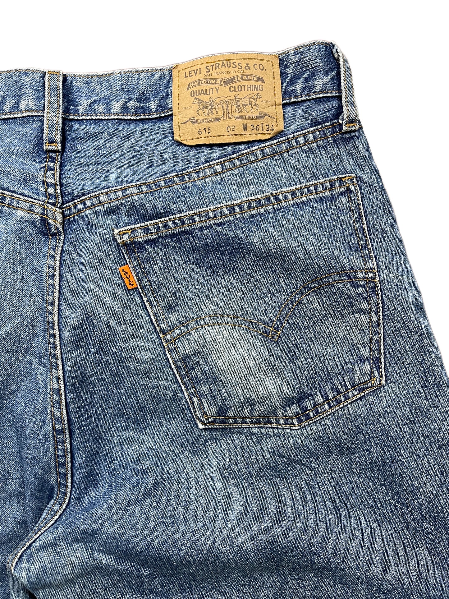 Vintage Levi's 615 Orange Tab Denim Pants Blue - XL