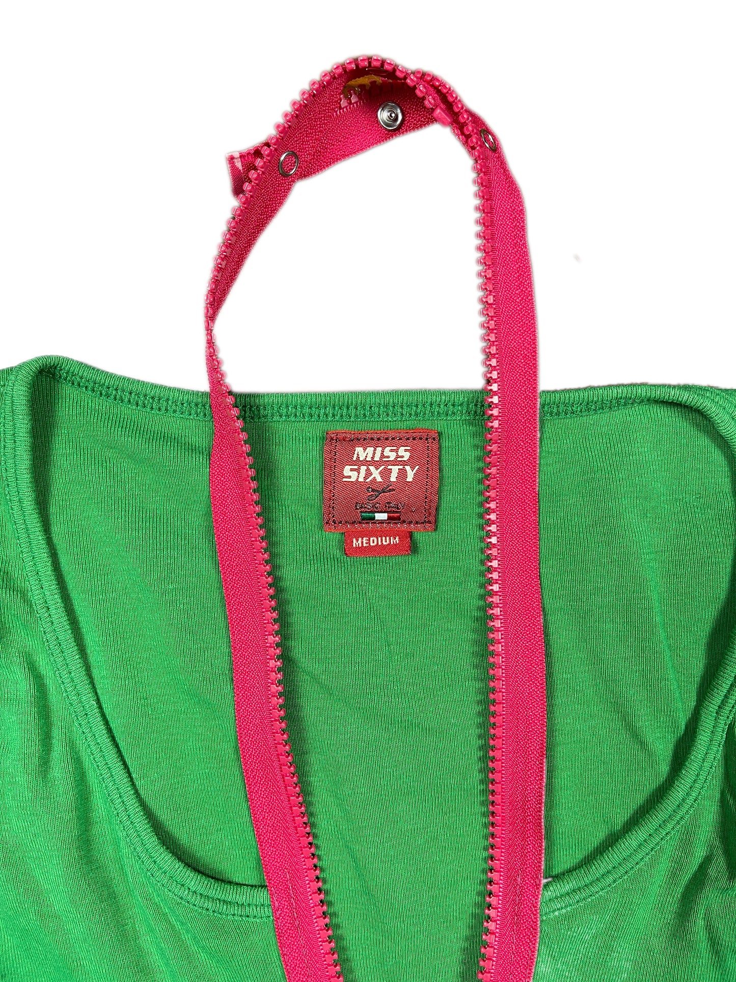 Y2k Miss Sixty Sleeveless Top Green - M