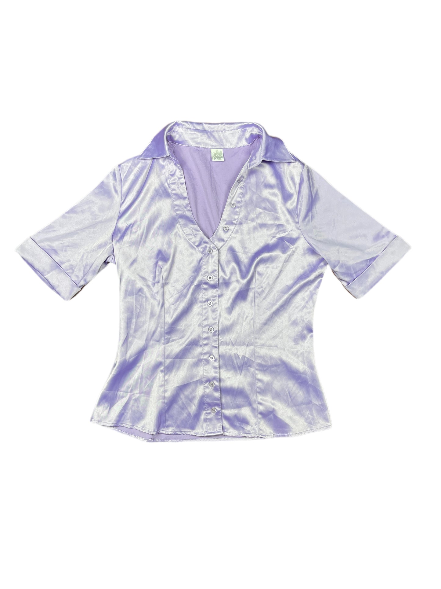 Y2k Camaieu Short Sleeve Shirt Lavendel - L