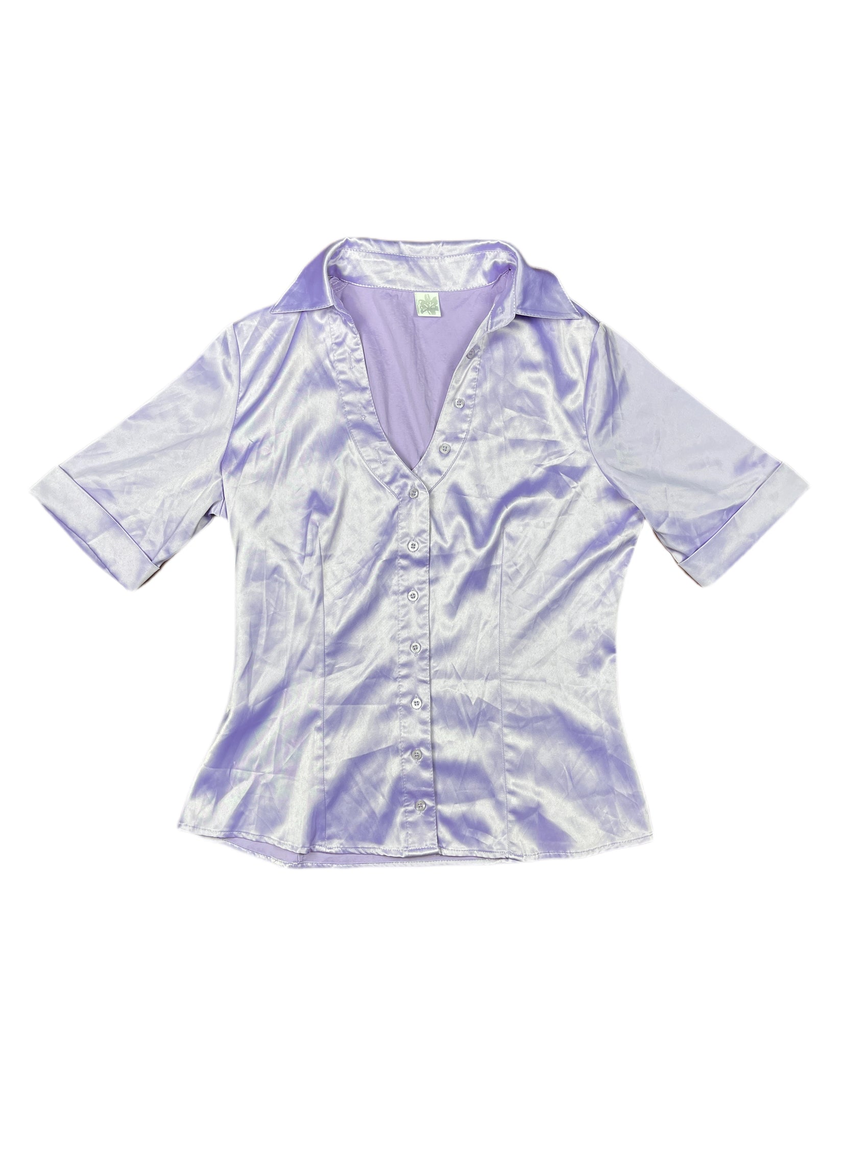 Y2k Camaieu Short Sleeve Shirt Lavendel - L