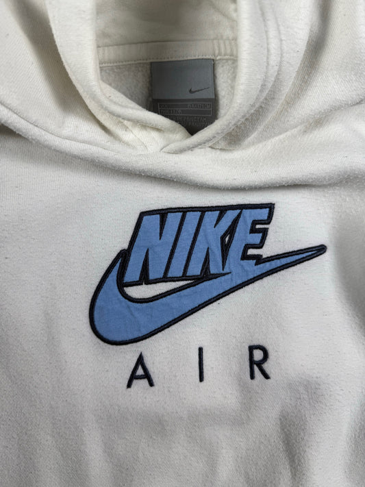 Vintage Nike Hoodie White Blue - L