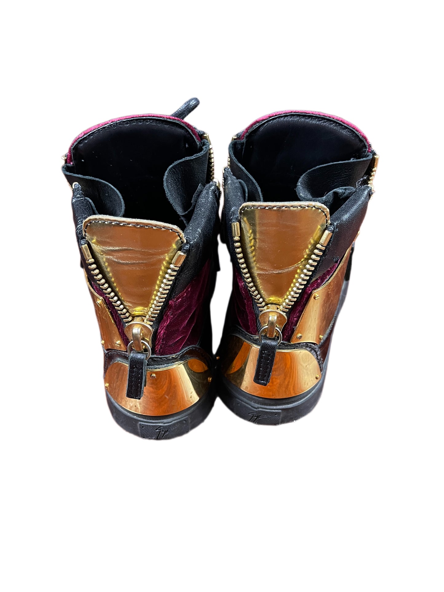 Giuseppe Zanotti Velvet Boot Trainer Black Bordeaux Gold - 37