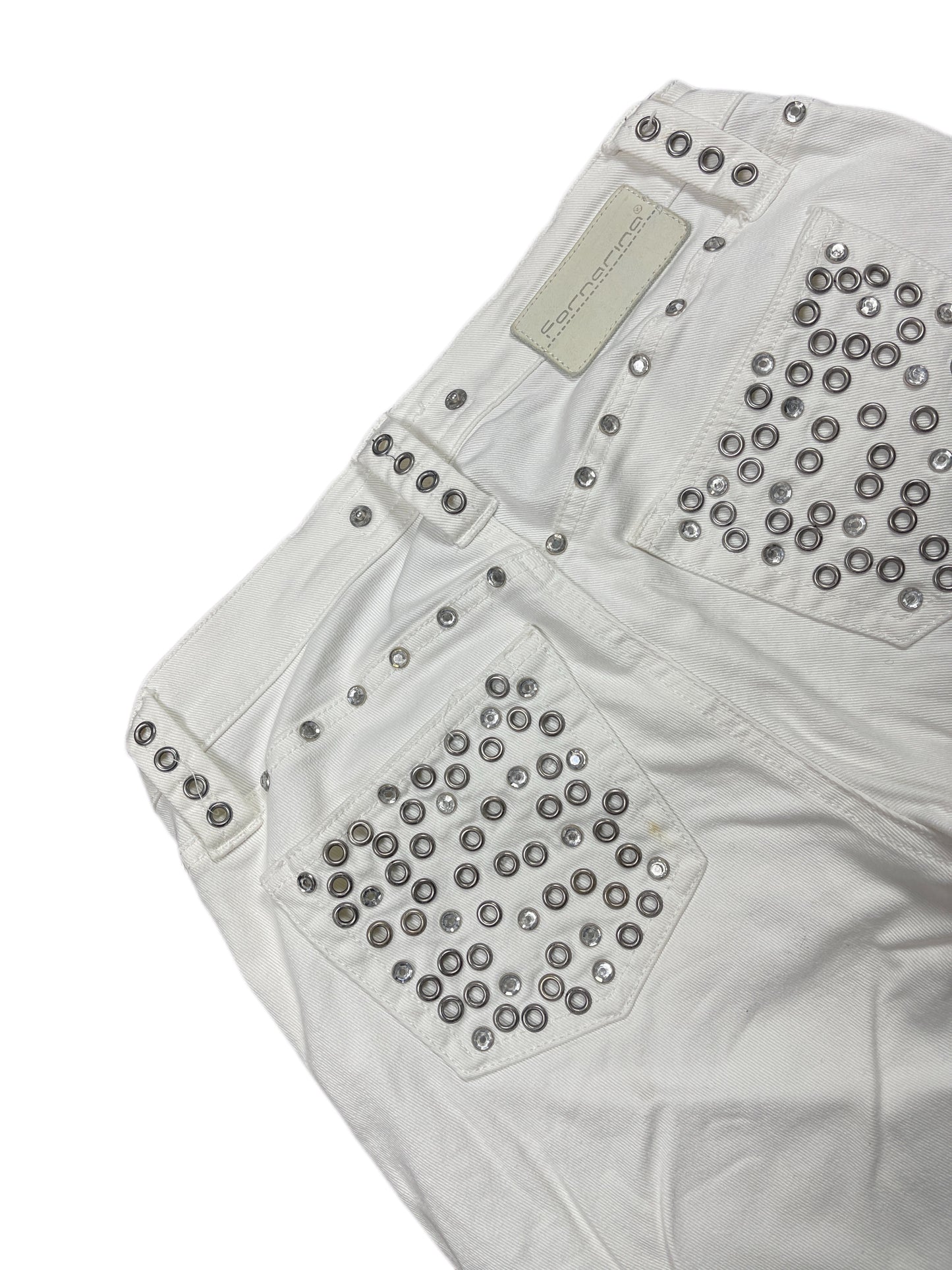 Y2k Fornarina 2000s Bootcut Low Waist Denim Pants White - S/M