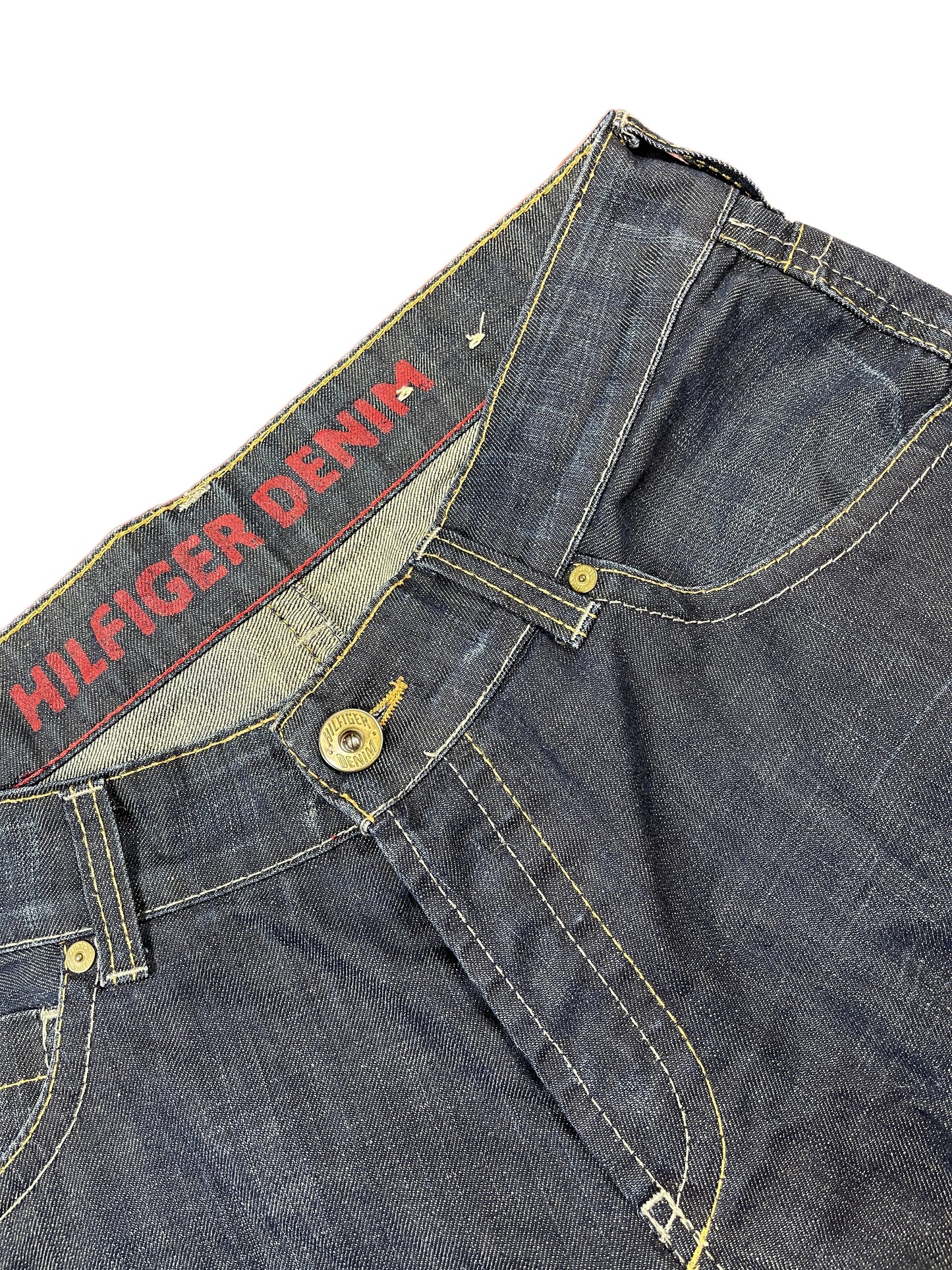 Y2k Tommy Hilfiger Low Waist Straight Cut Denim Pants Blue - M
